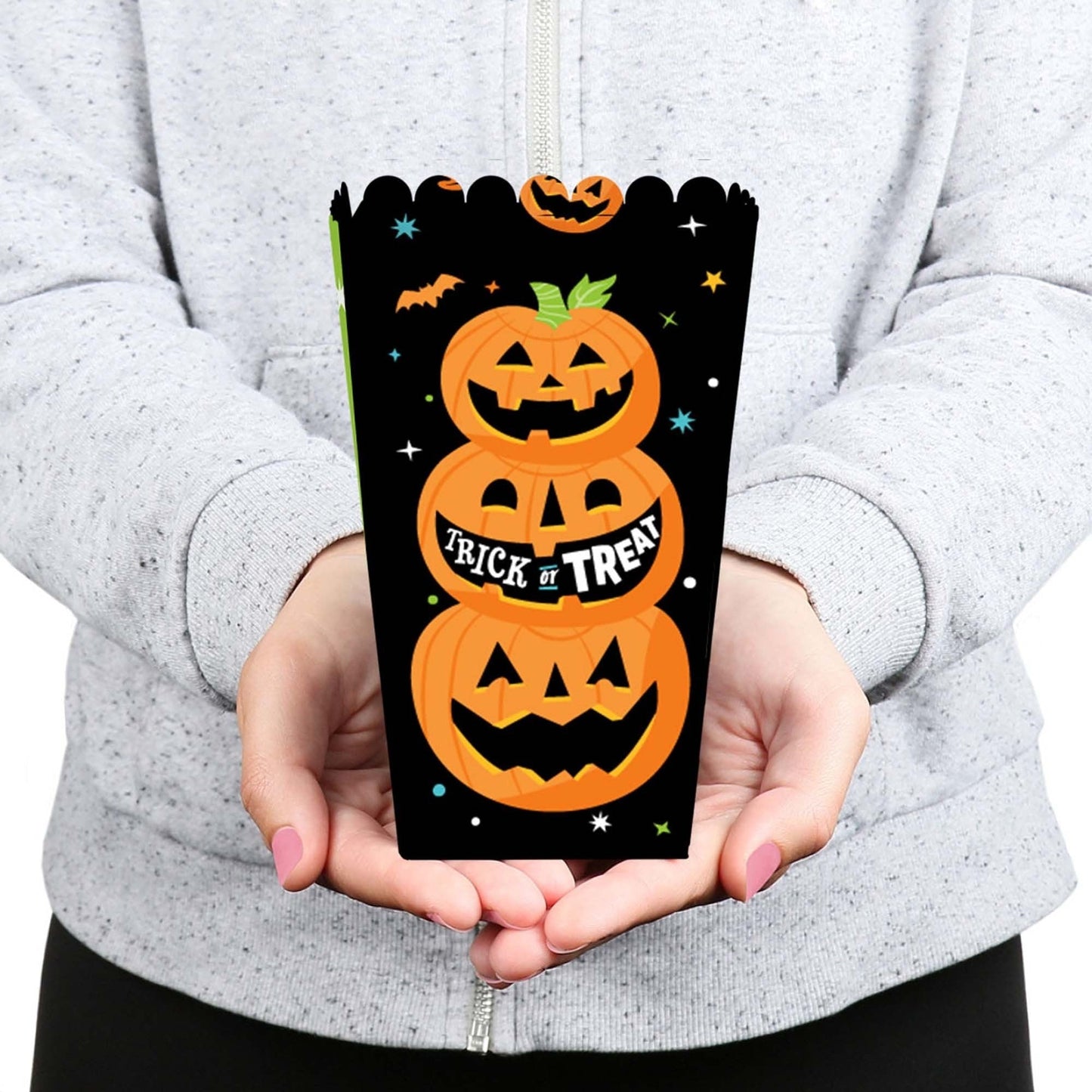 Jack-O'-Lantern Halloween - Kids Halloween Party Favor Popcorn Treat Boxes - Set of 12