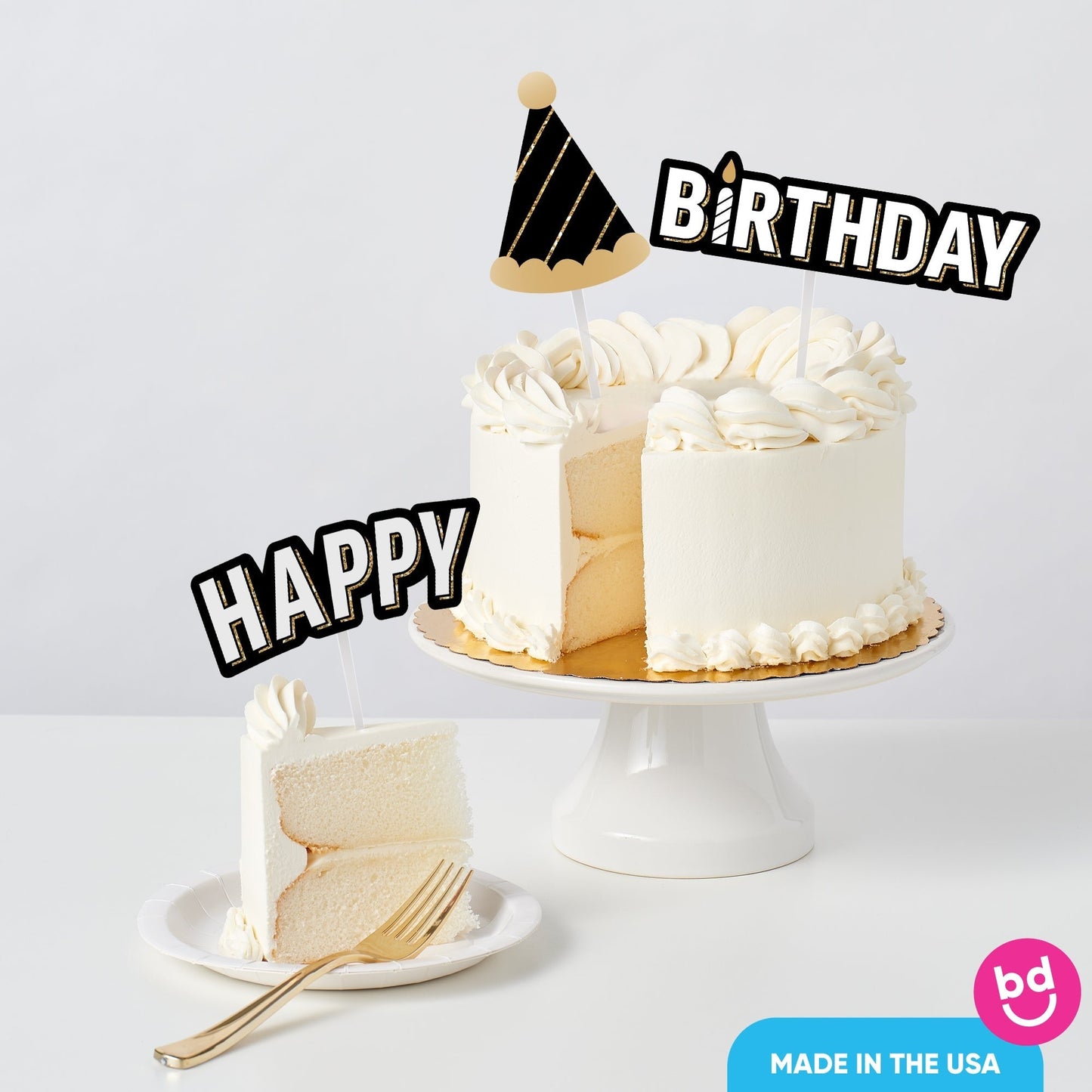 Happy Birthday Cake Topper - 3 Pc