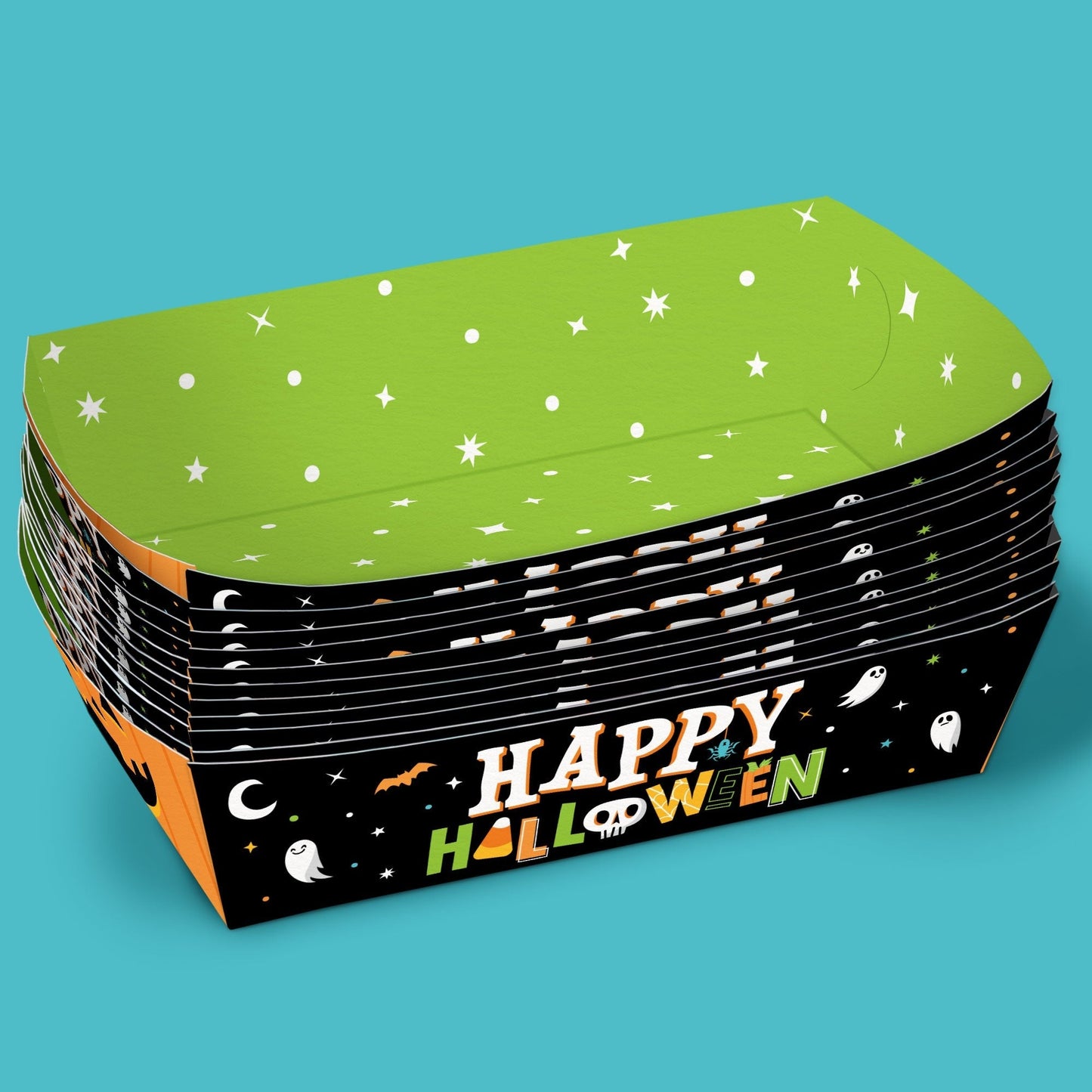 Jack O Lantern Paper Food Trays - 12 Ct