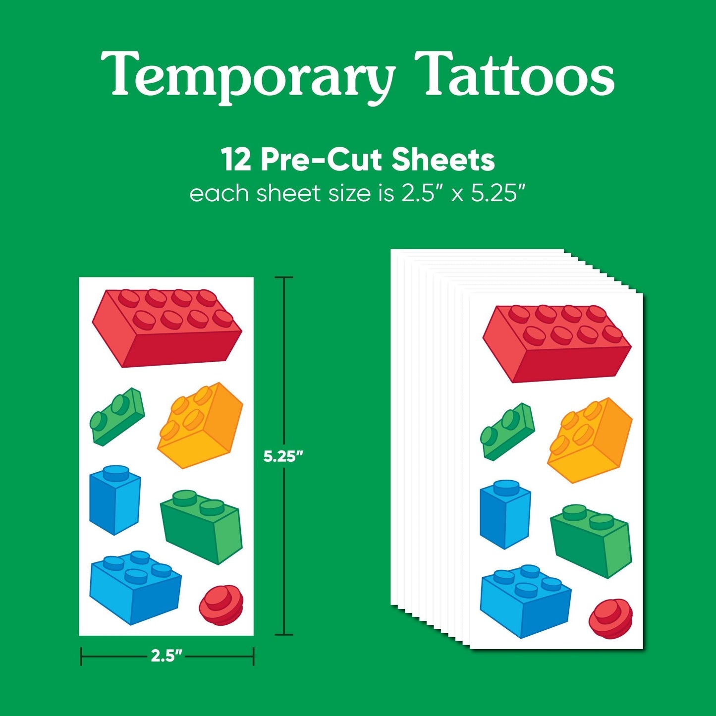 Building Blocks Temporary Tattoos - 84 Ct