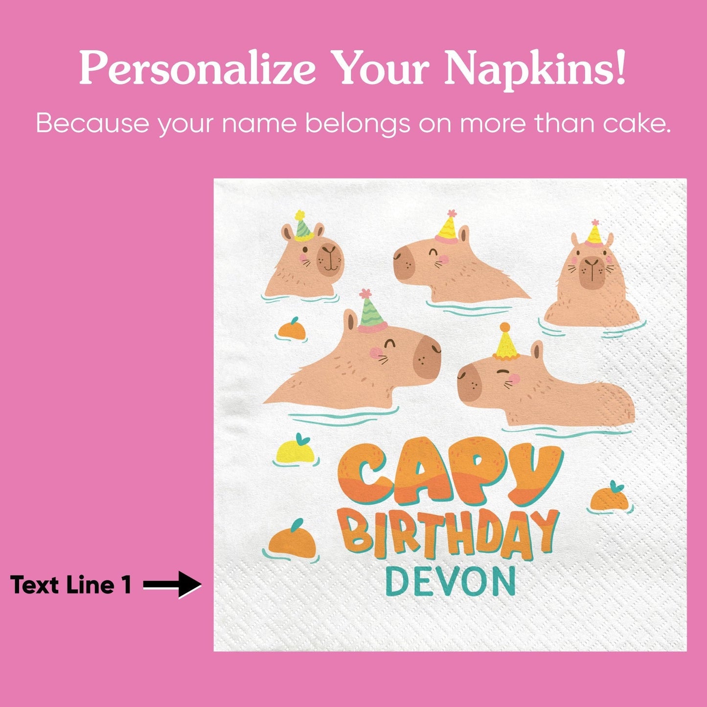 Custom Text Napkins - Capybara