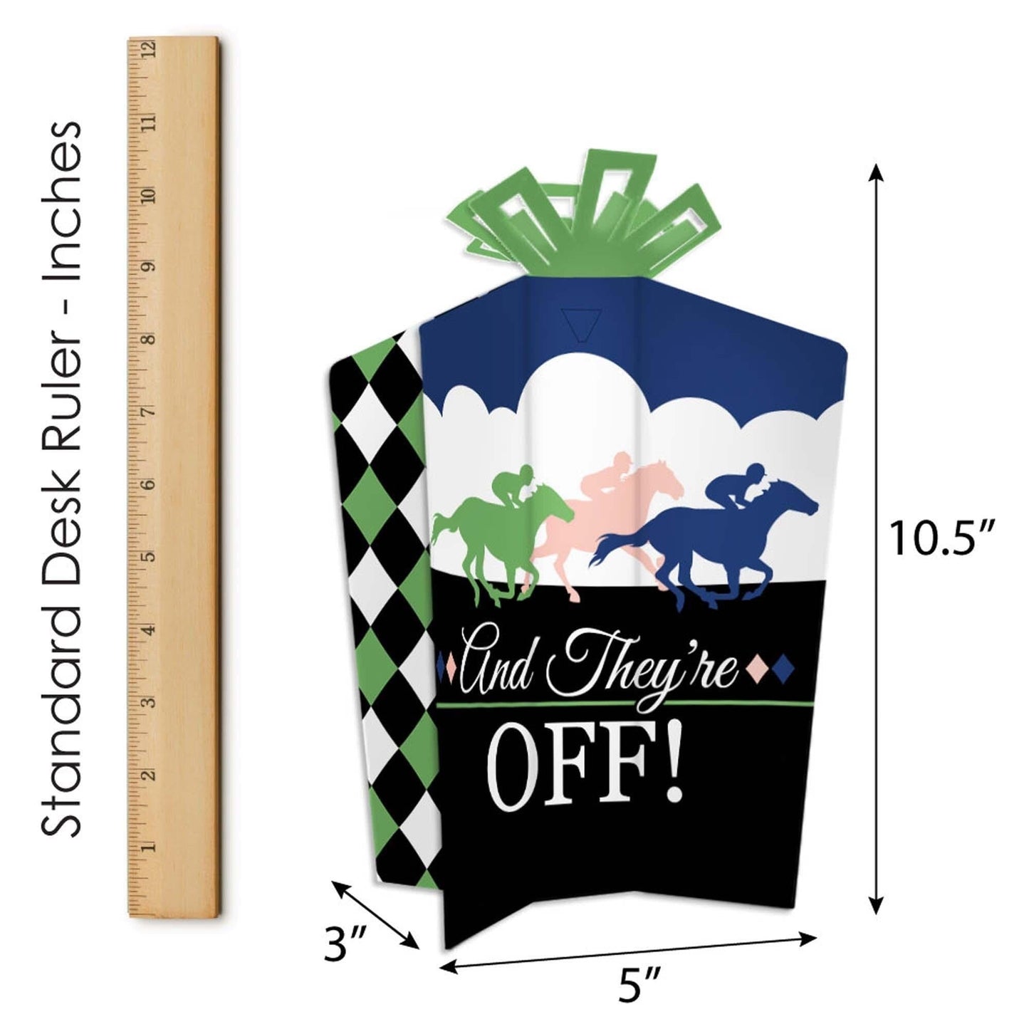 Kentucky Horse Derby - Table Decorations - Horse Race Party Fold and Flare Centerpieces - 10 Count