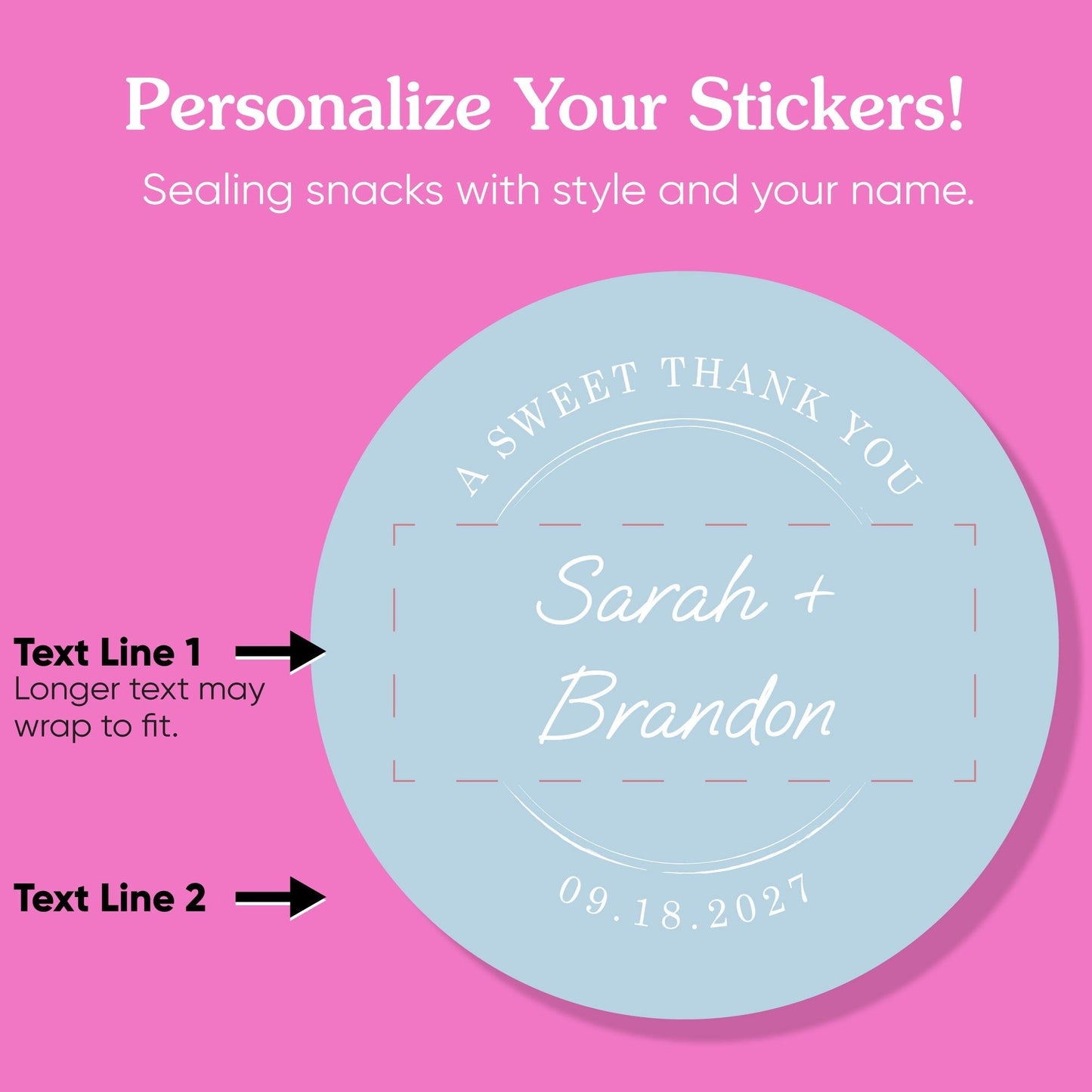 Custom Text Stickers & Clear Cookie Bags - Dusty Blue Thank You