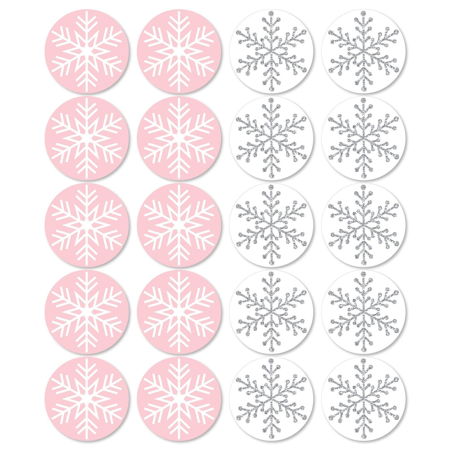 Pink Winter Wonderland - Assorted Decorations DIY Holiday Snowflake Birthday and Baby Shower Large Party Essentials - Set of 20