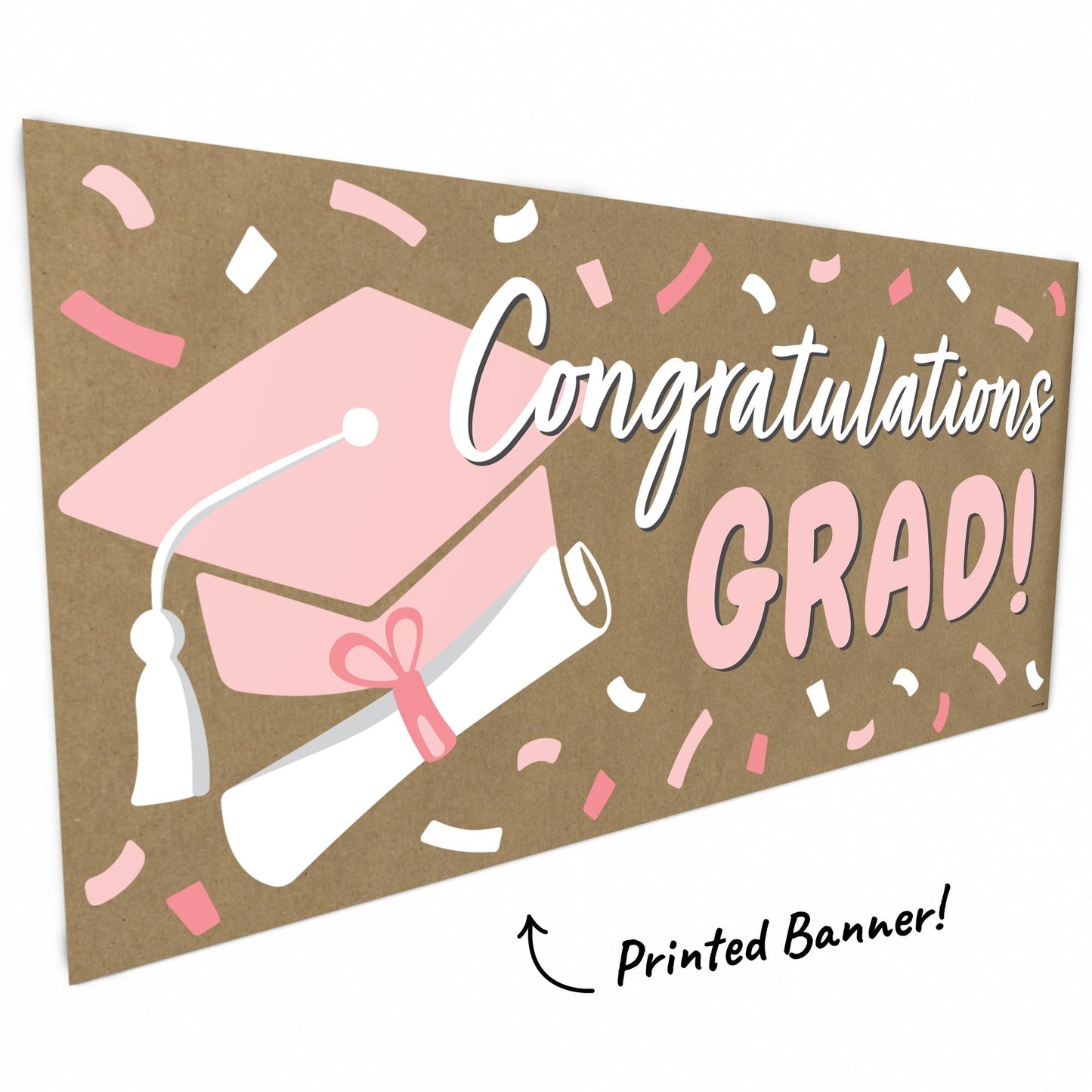 Rose Gold Grad Kraft Banner
