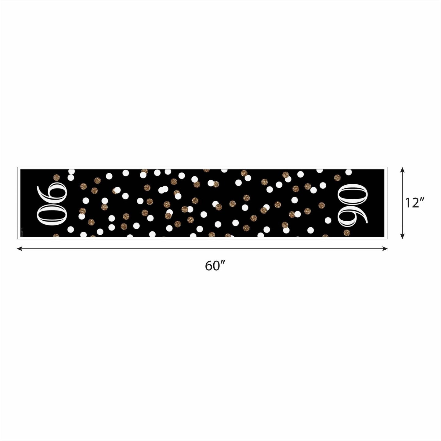Adult 90th Birthday - Gold - Petite Birthday Party Paper Table Runner - 12" x 60"