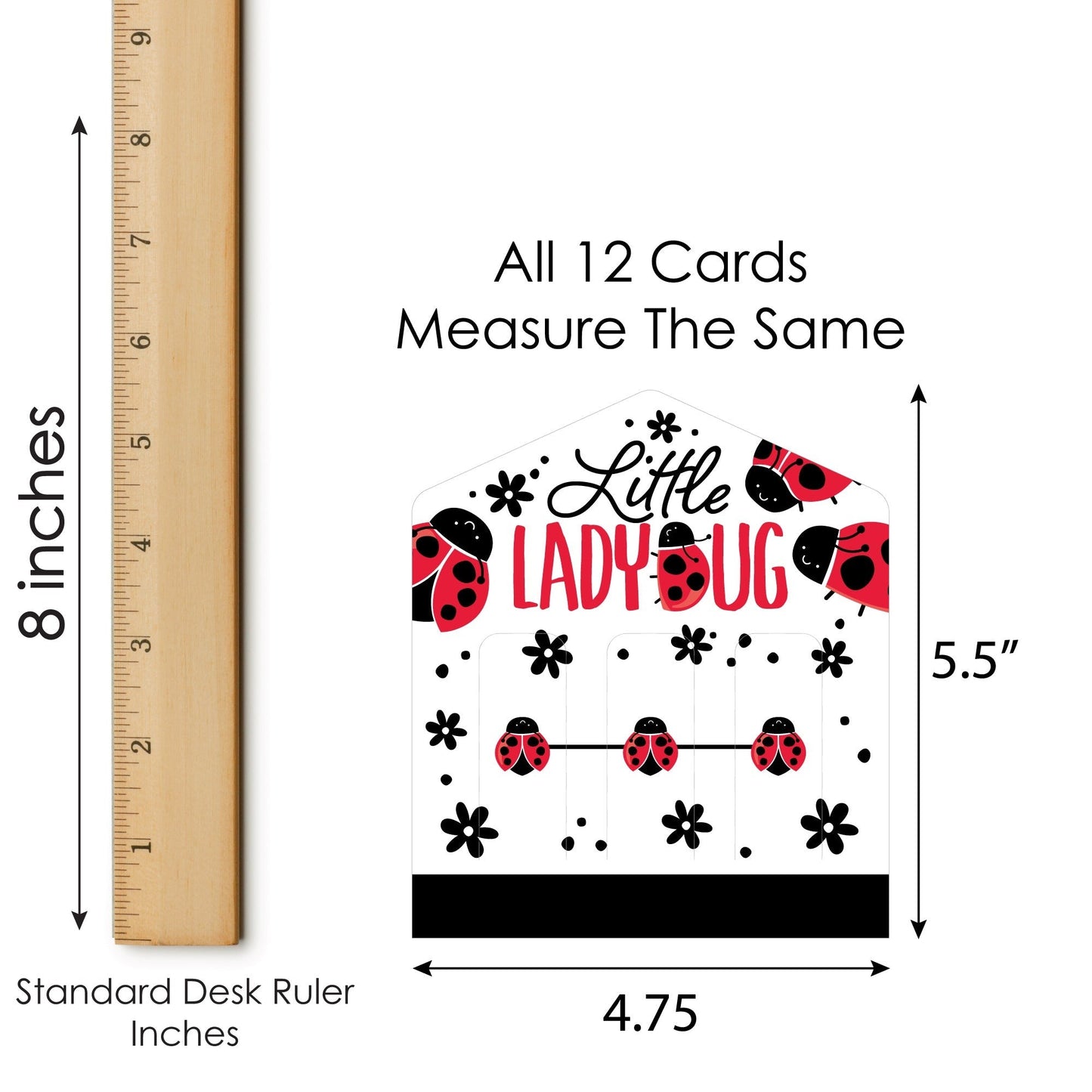 Happy Little Ladybug - Baby Shower or Birthday Party Game Pickle Cards - Pull Tabs 3-in-a-Row - Set of 12