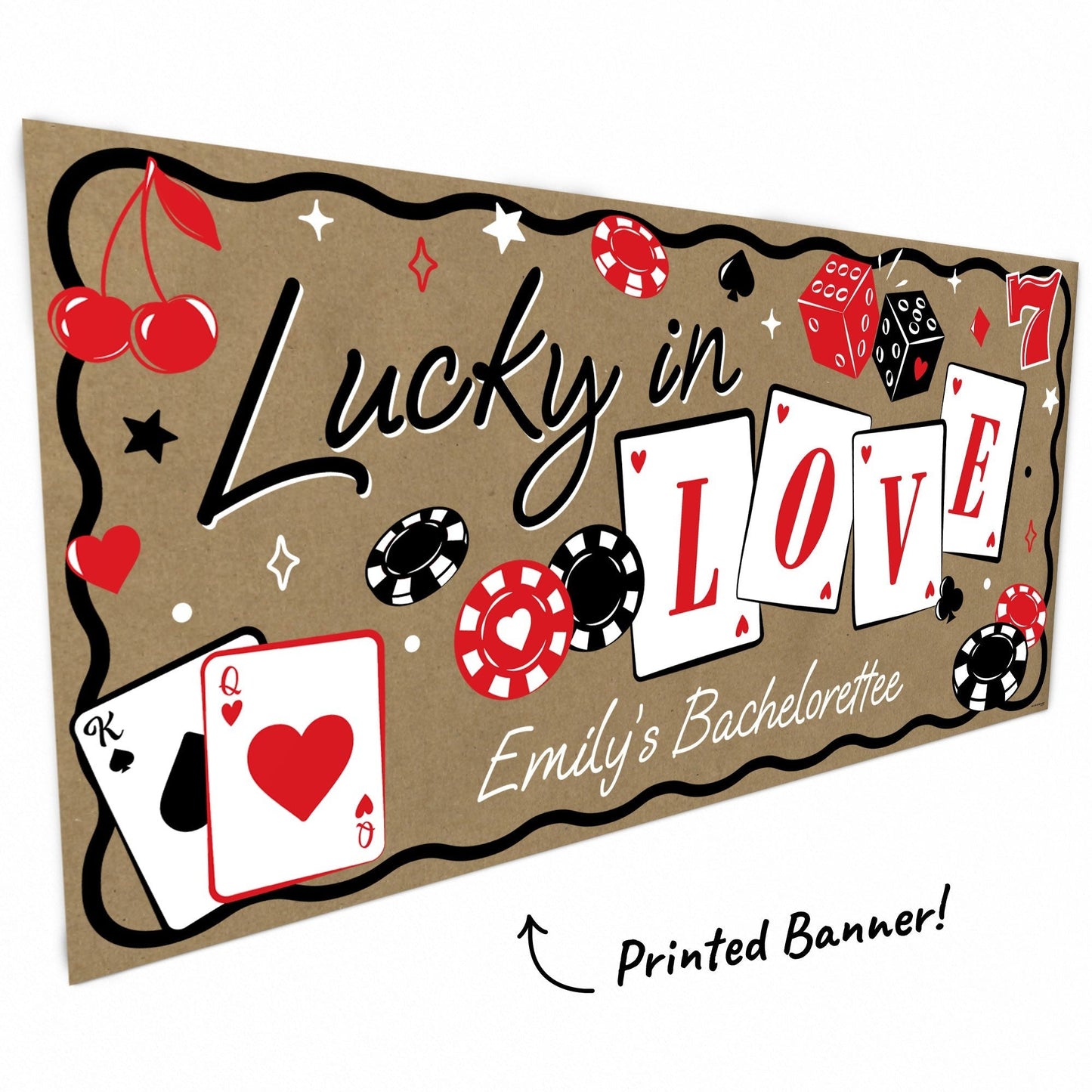 Custom Text Lucky in Love Kraft Banner