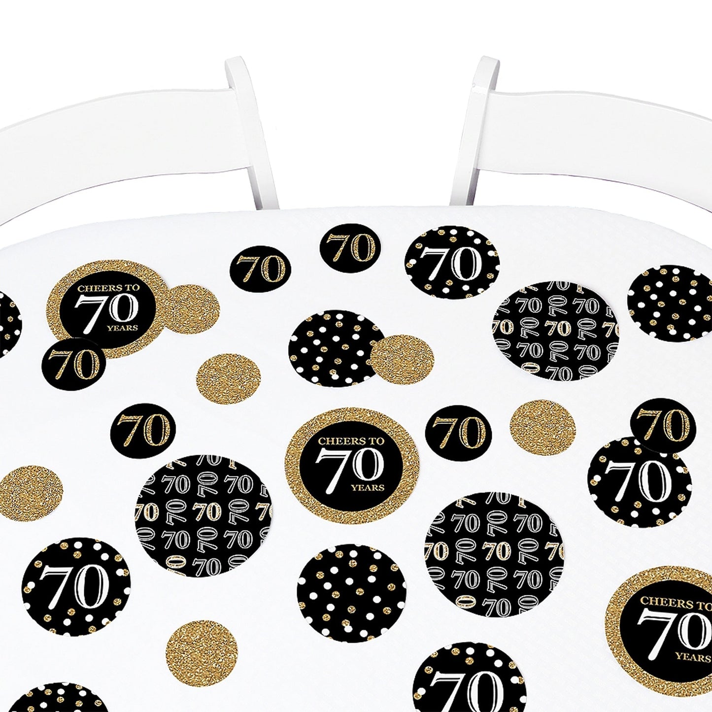 Adult 70th Birthday - Gold - Birthday Party Giant Circle Confetti - Birthday Party Decorations - Large Confetti 27 Count