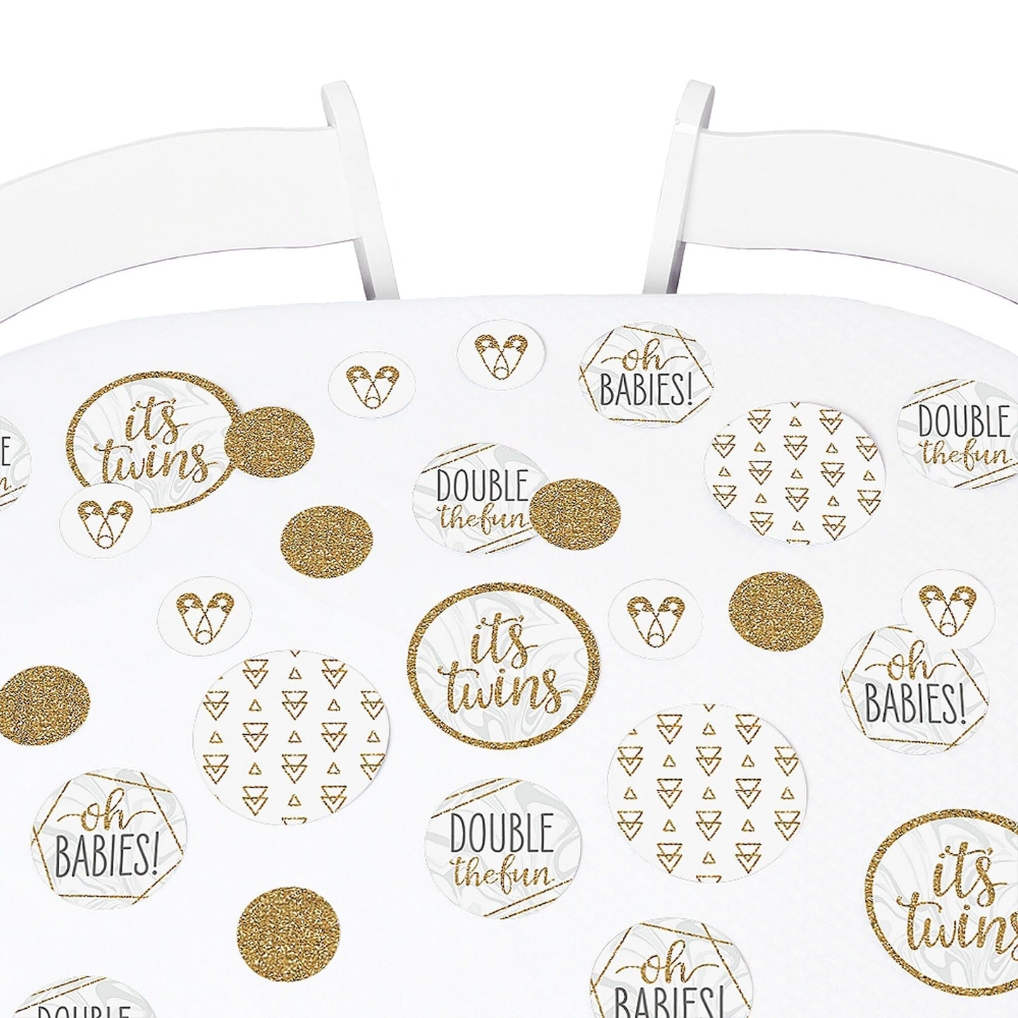 It's Twins - Gold Twins Baby Shower Giant Circle Confetti - Party Decorations - Large Confetti 27 Count