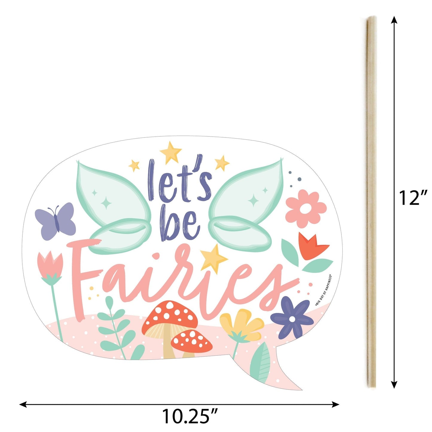 Funny Let's Be Fairies - Fairy Garden Birthday Party Photo Booth Props Kit - 10 Piece