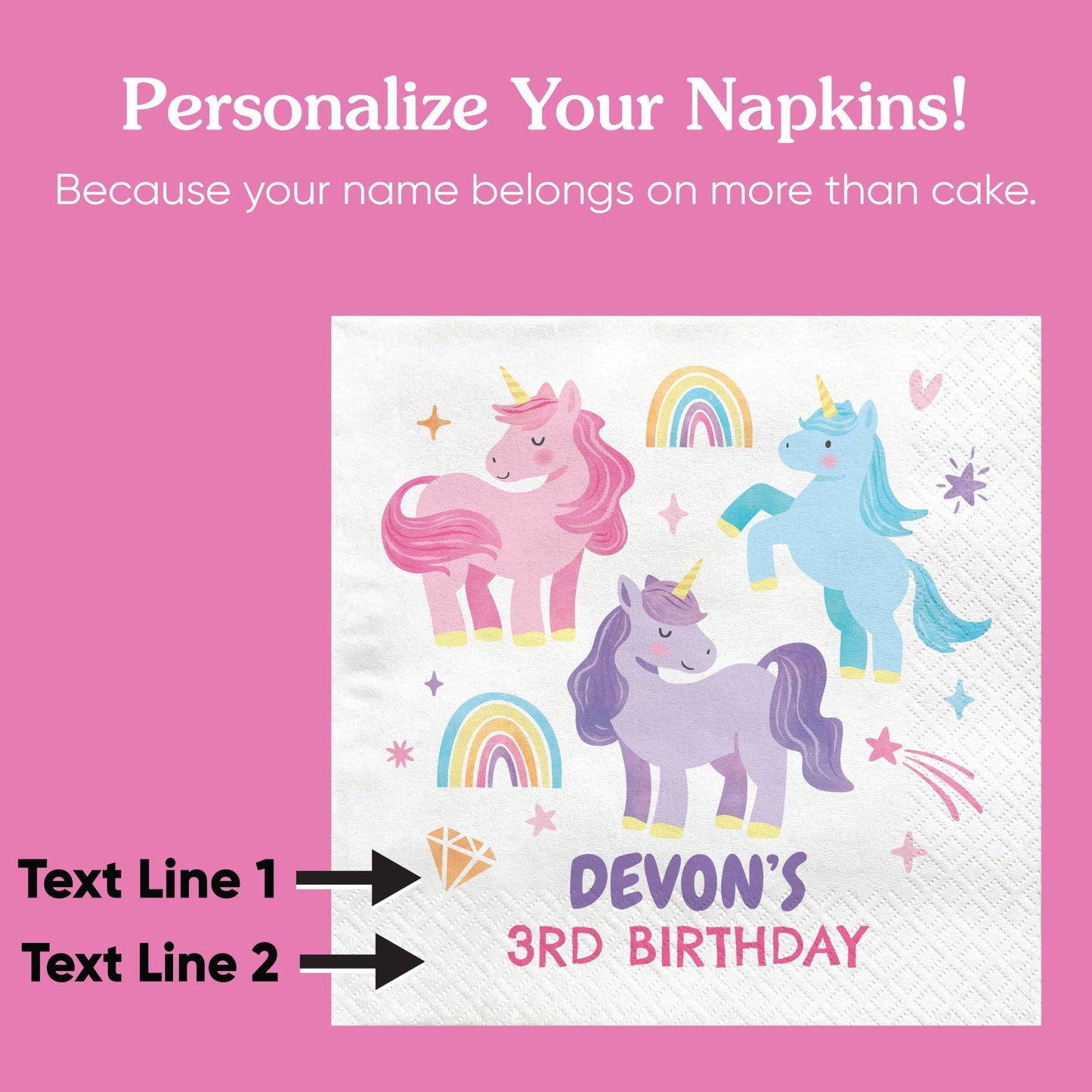 Custom Text Napkins - Unicorn