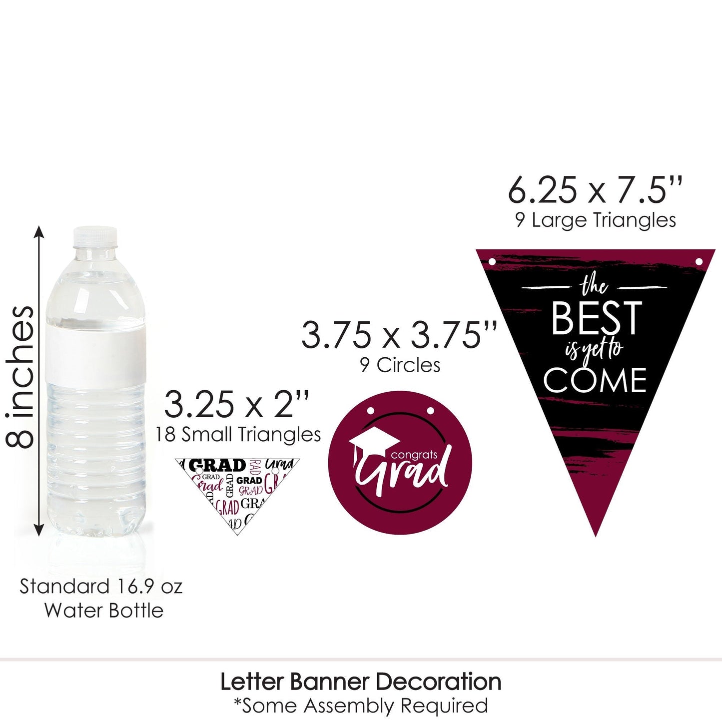 Maroon Grad - Best is Yet to Come - Maroon Graduation Party Letter Banner Decoration - 36 Banner Cutouts and Congrats Grad Banner Letters