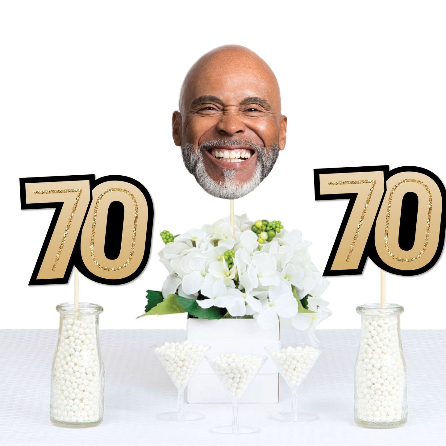 Custom Photo 70th Birthday Face Cutout Essentials - 20 Ct