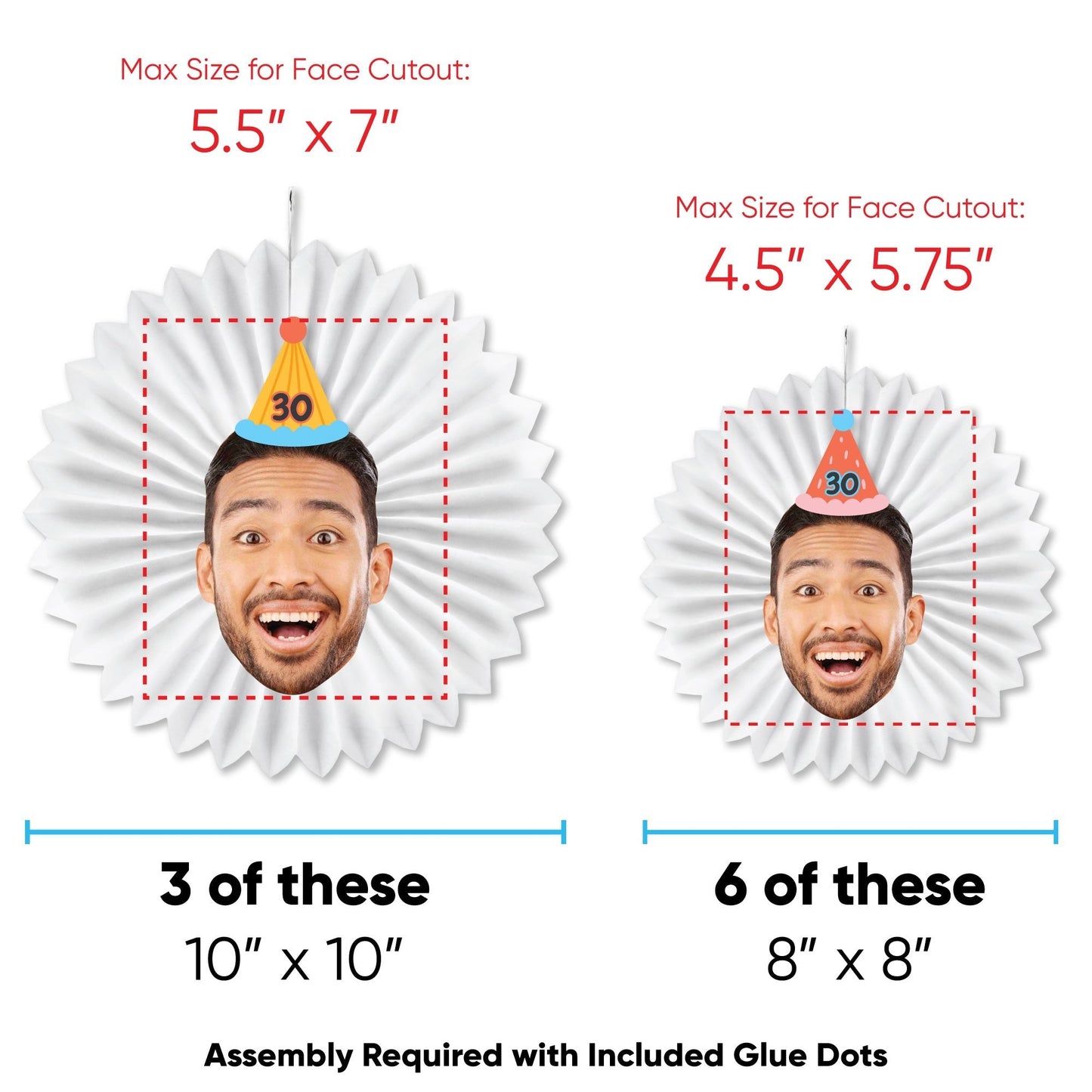 Custom Face Colorful Birthday Paper Fans