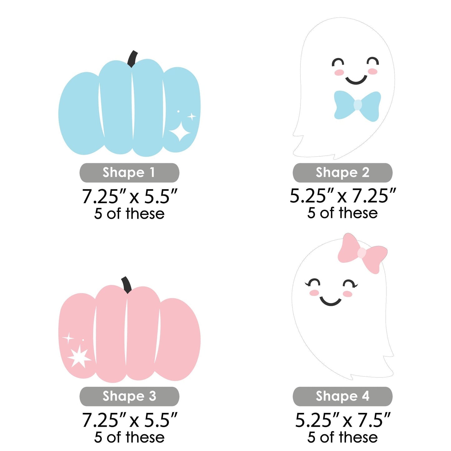 Boo-y or Ghoul - Ghost and Pumpkin Decorations DIY Halloween Gender Reveal Party Essentials - Set of 20