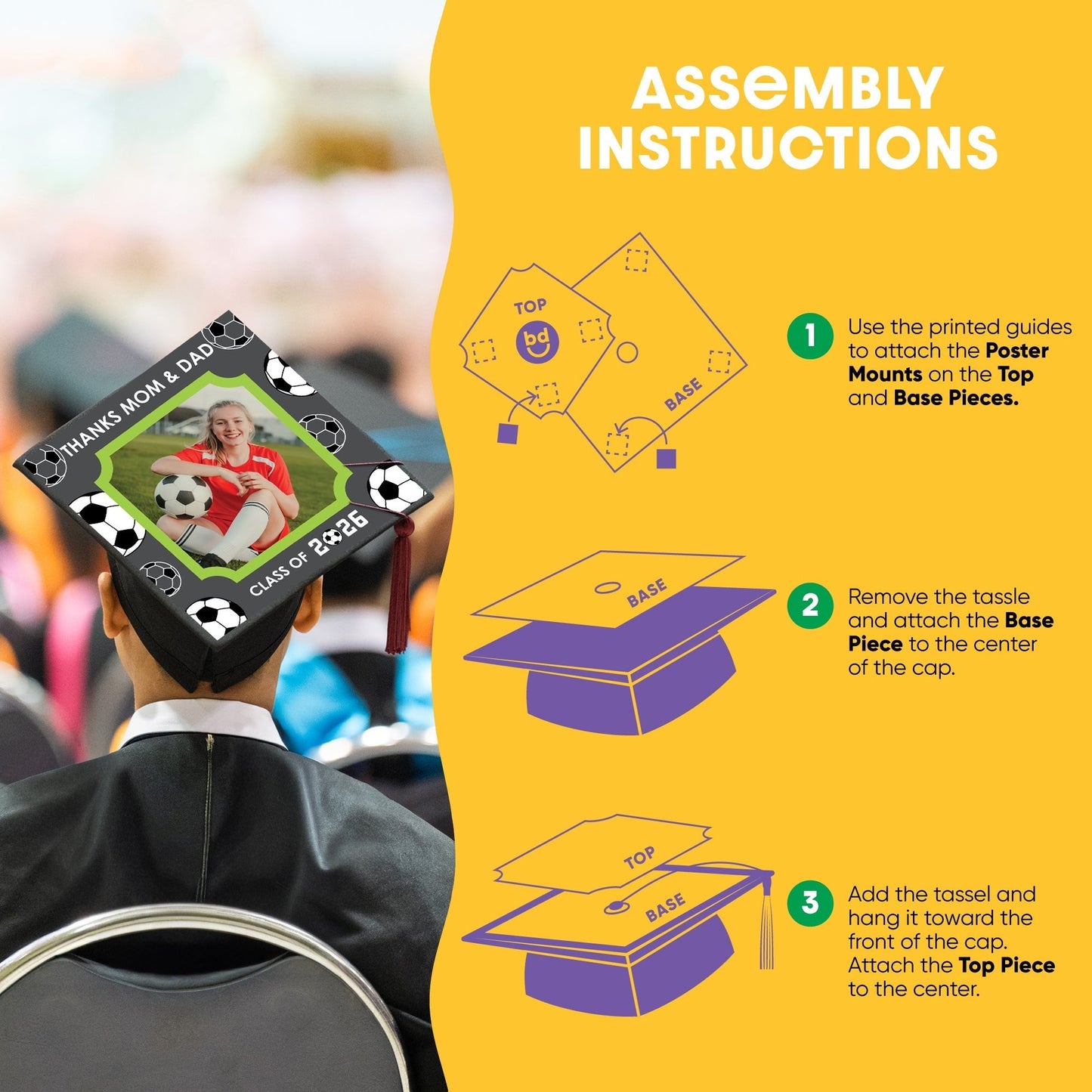 Custom Photo Soccer Grad Cap Cover