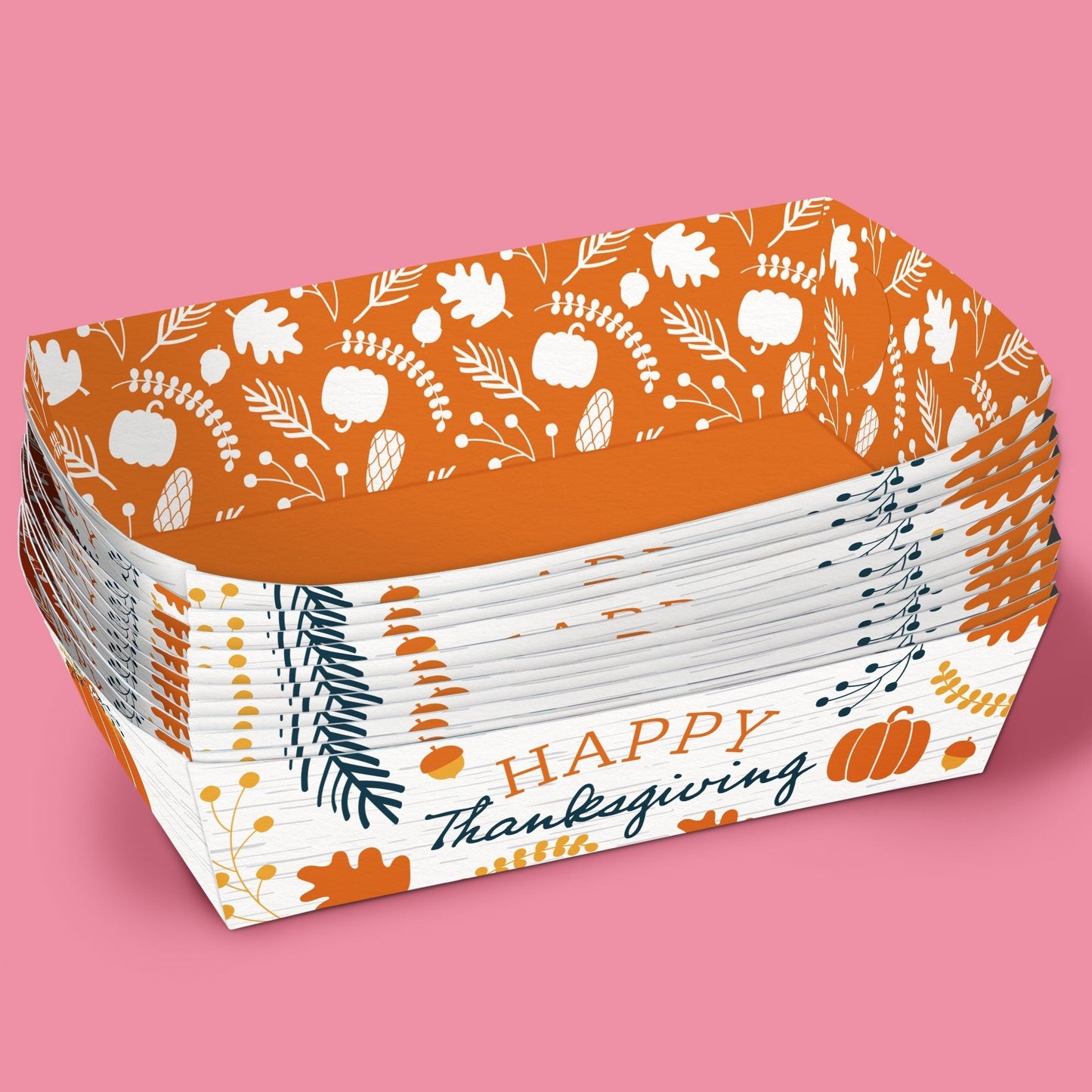 Happy Thanksgiving Paper Food Trays - 12 Ct