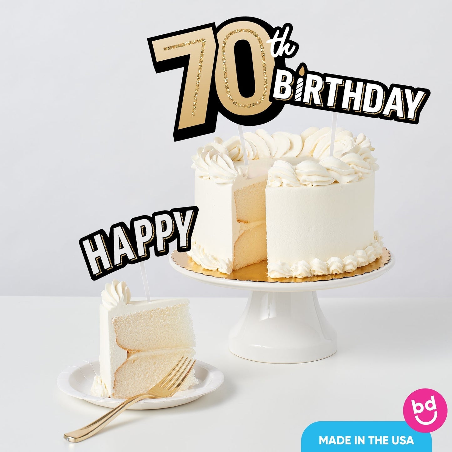 70th Birthday Cake Topper - 3 Pc