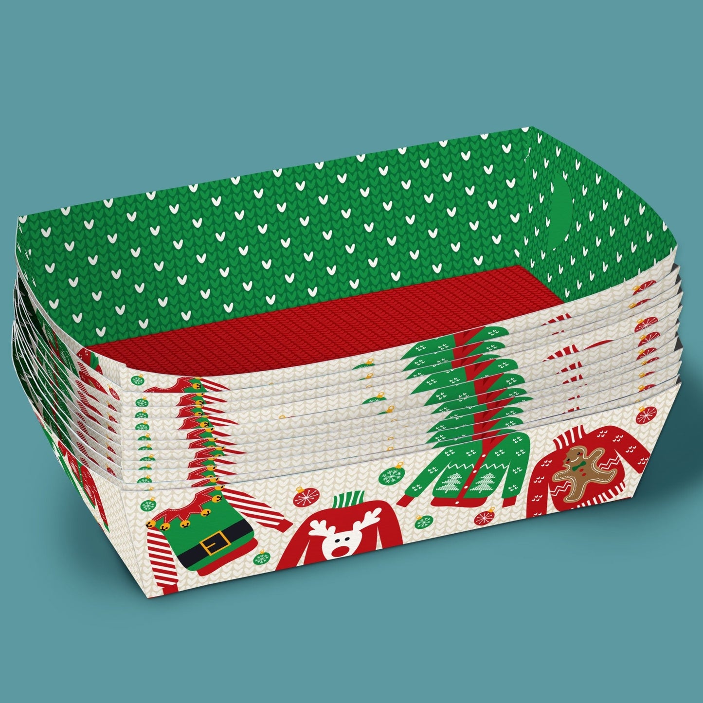 Ugly Sweater Paper Food Trays - 12 Ct