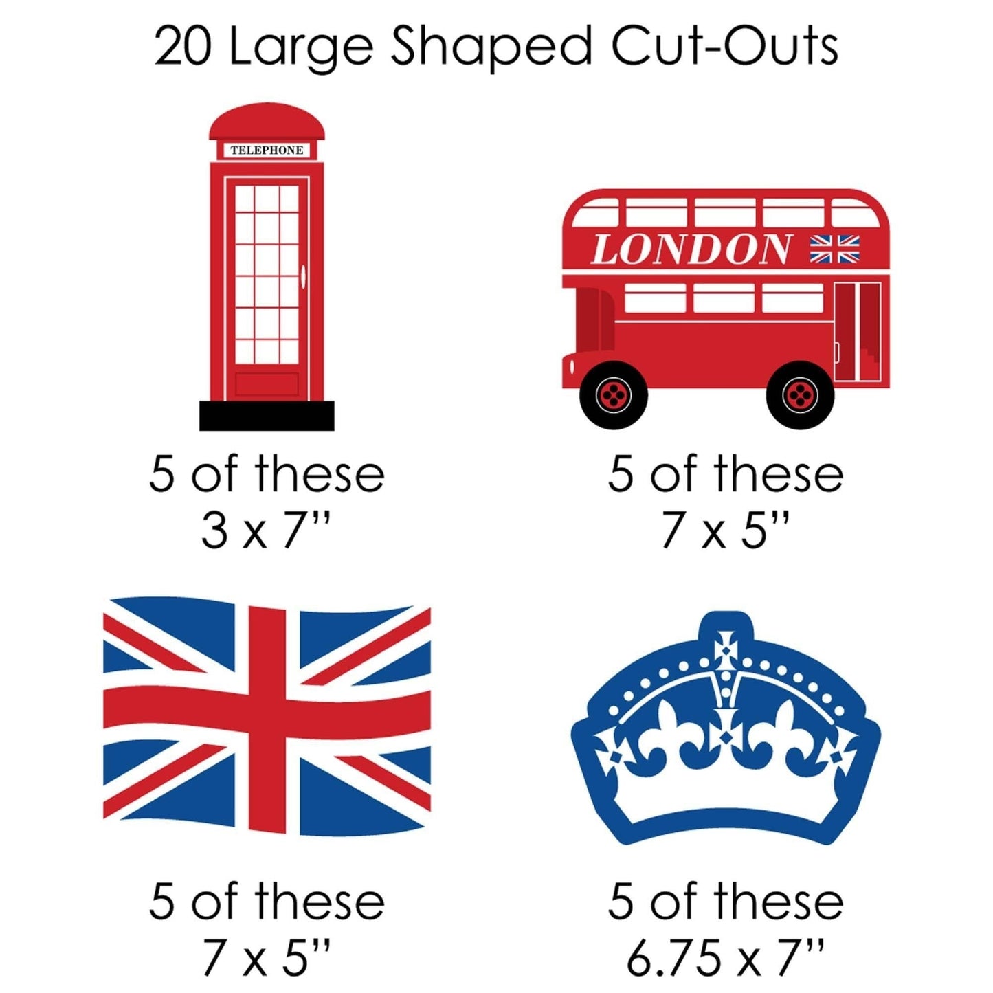 Cheerio, London - British UK Party DIY Decorations - Clothespin Garland Banner - 44 Pieces