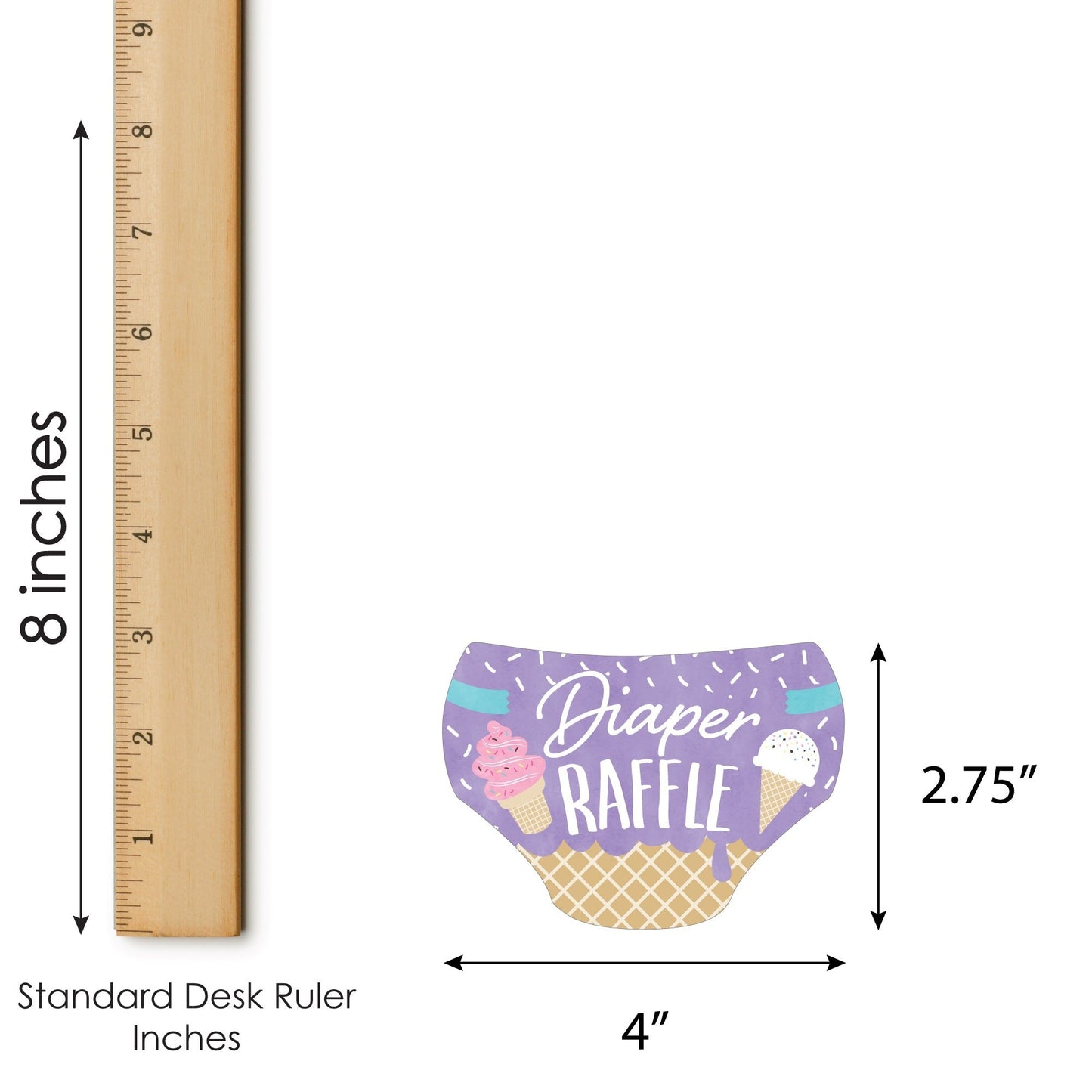 Scoop Up The Fun - Ice Cream - Diaper Shaped Raffle Ticket Inserts - Sprinkles Baby Shower Activities - Diaper Raffle Game - Set of 24