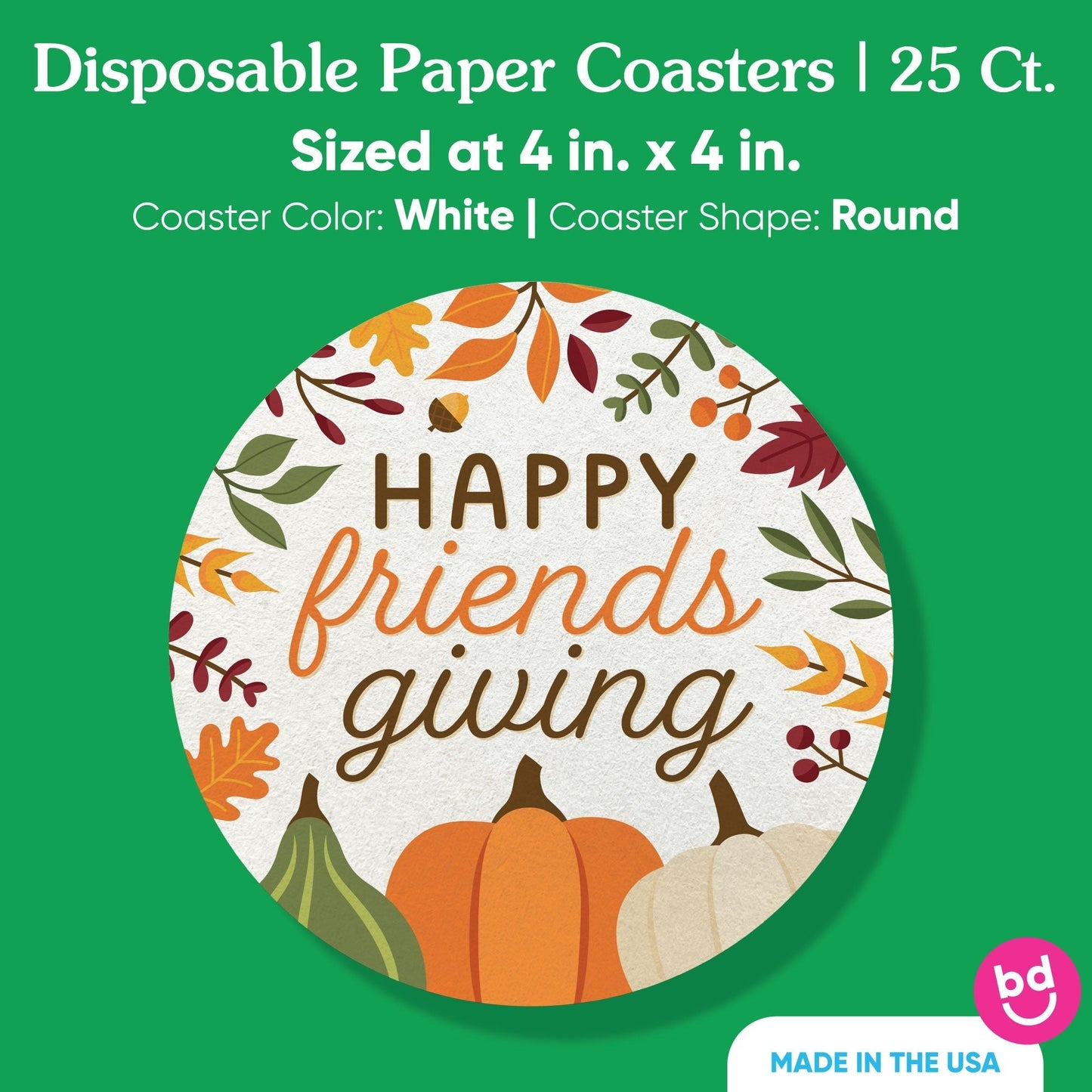 Drink Coasters - Fall Friends Thanksgiving - 25 Ct