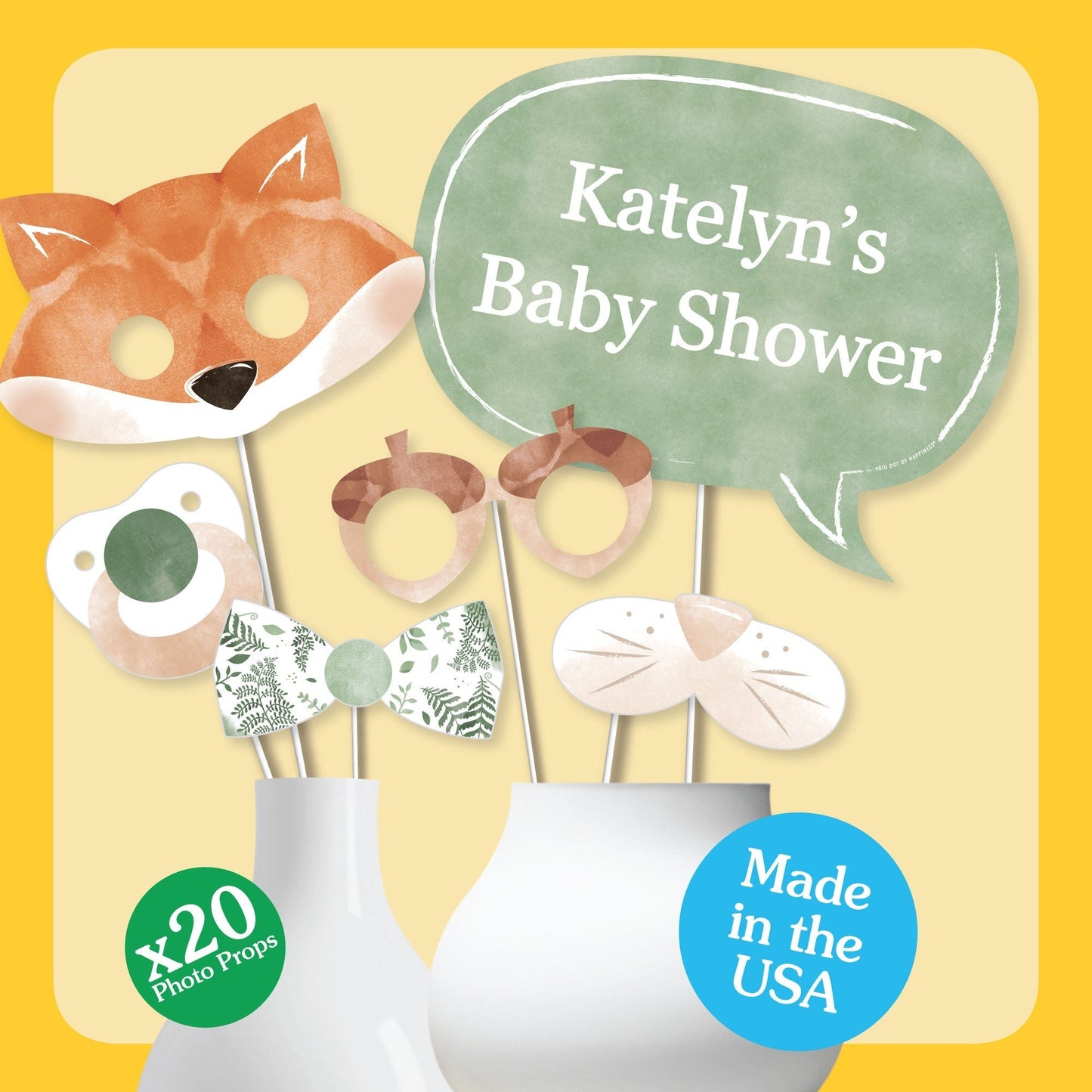 Personalized Woodland Animals Photo Props - 20 Ct