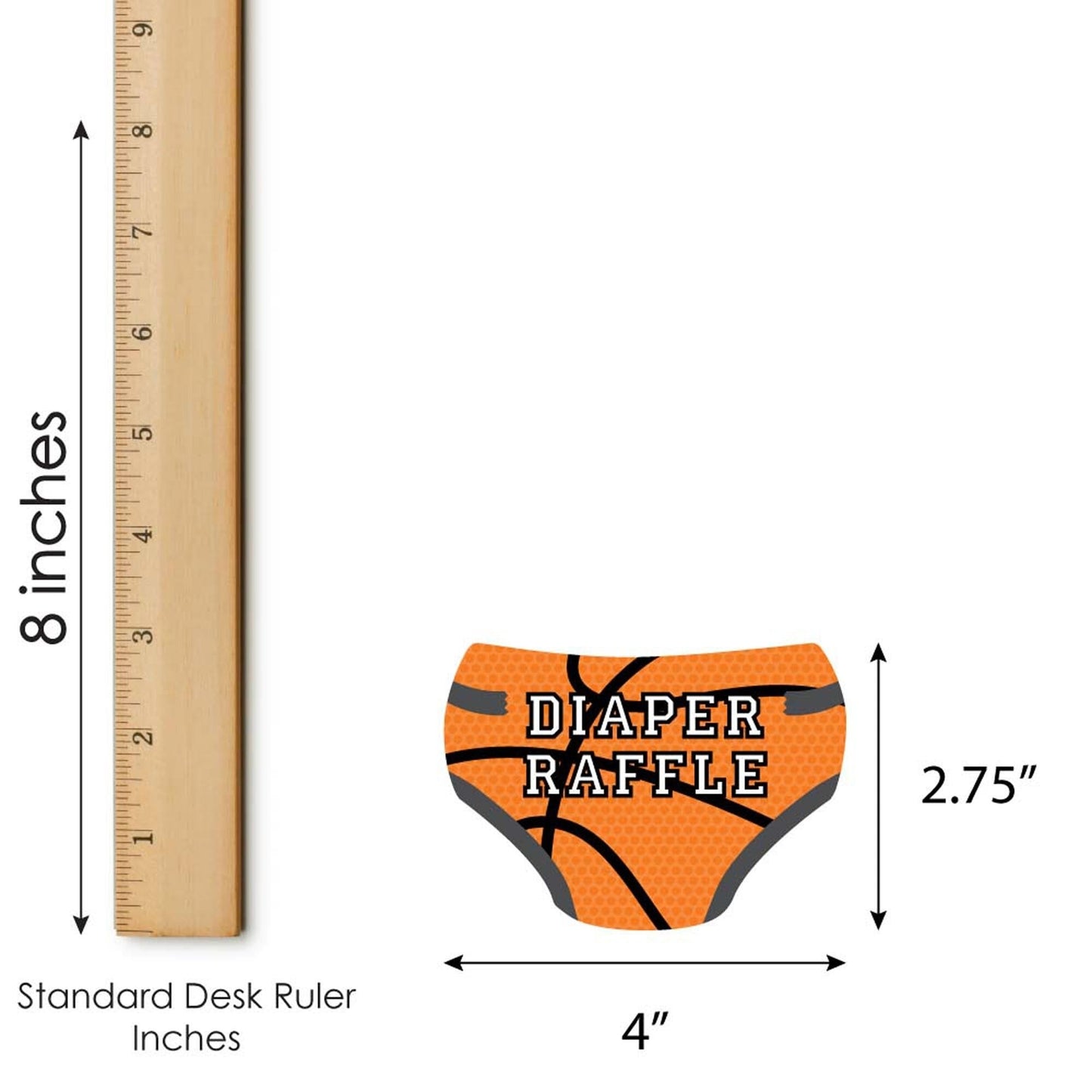 Nothin' But Net - Basketball - Diaper Shaped Raffle Ticket Inserts - Baby Shower Activities - Diaper Raffle Game - Set of 24