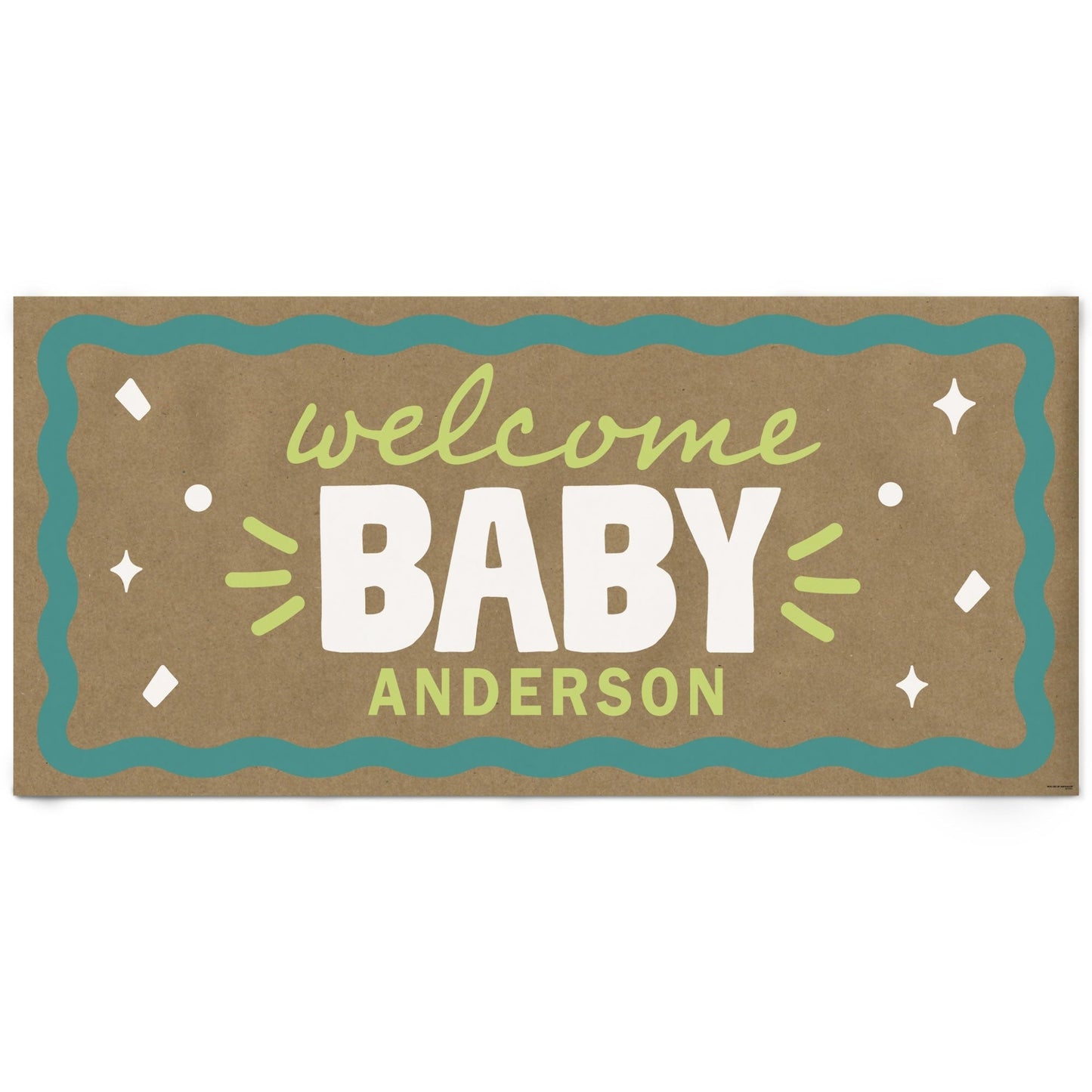 Custom Text Wavy Baby Shower Kraft Banner