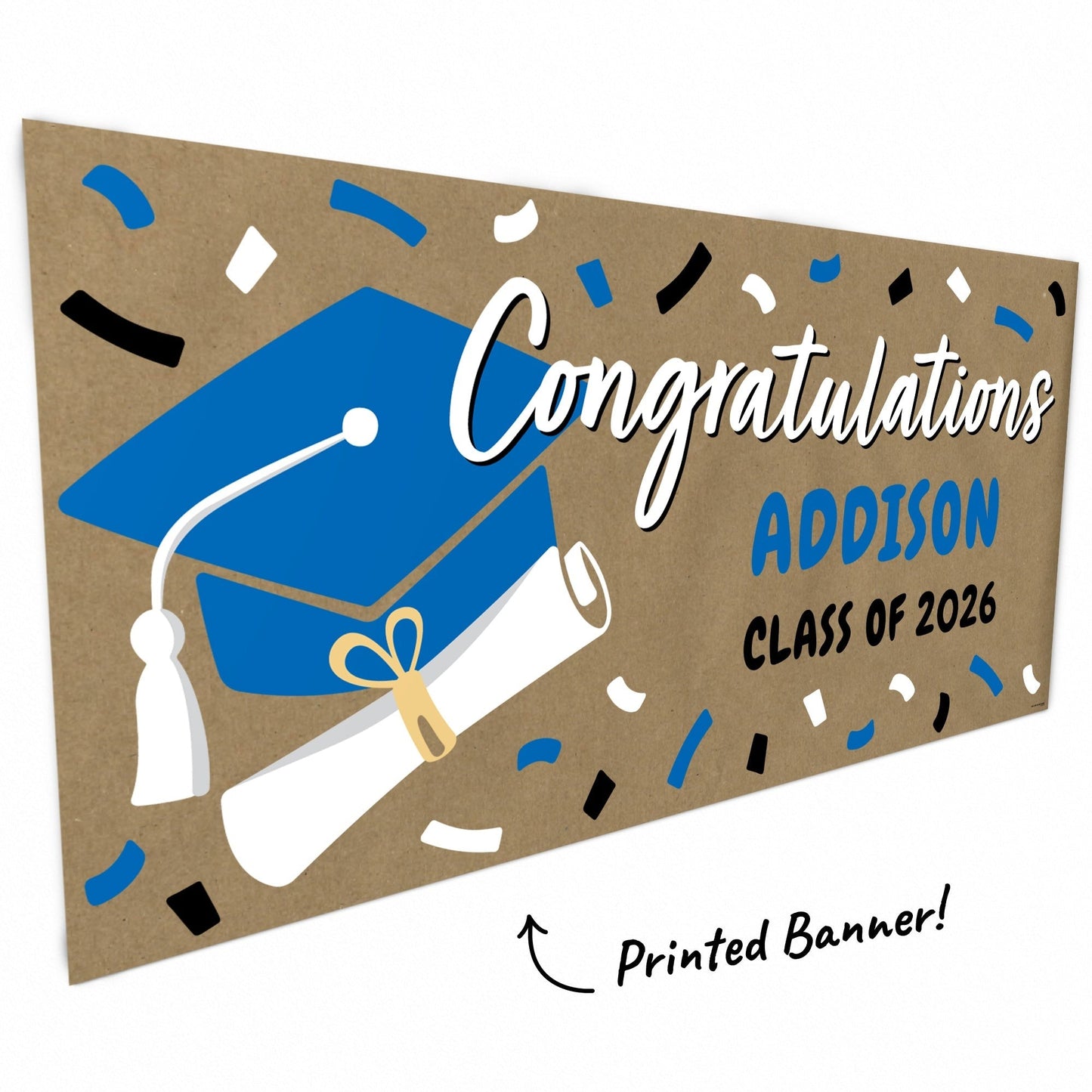 Custom Text Blue Grad Kraft Banner
