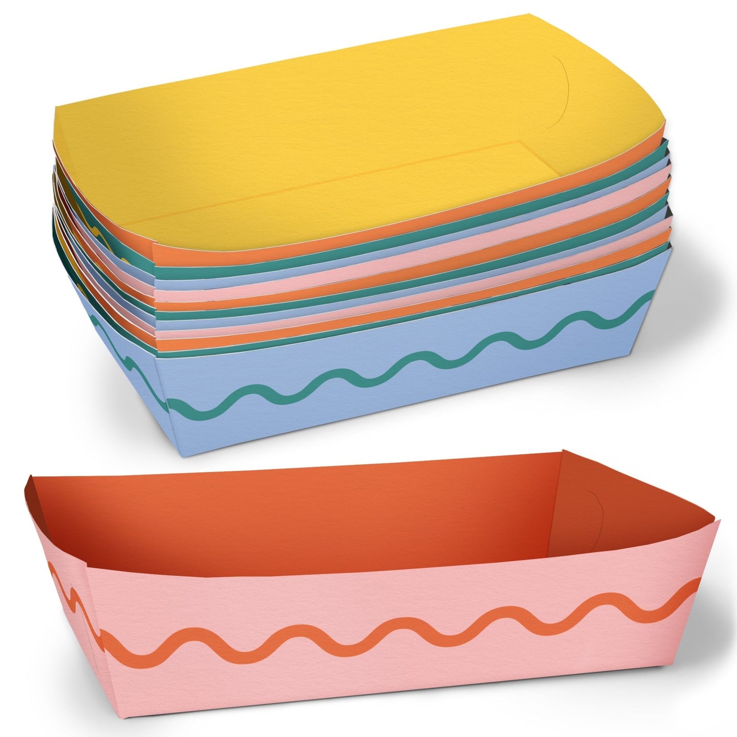 Wavy Party Paper Food Trays - 12 Ct