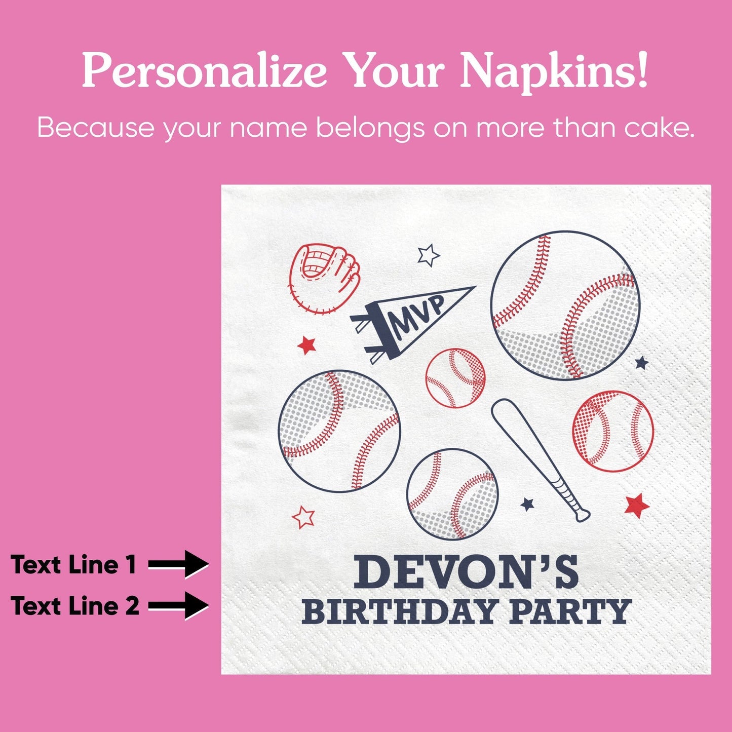 Custom Text Napkins - Baseball
