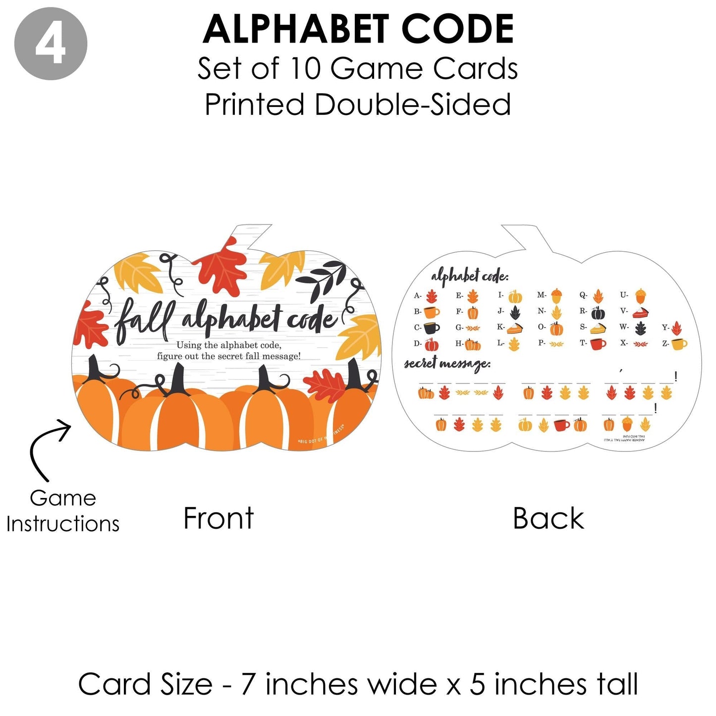 Fall Pumpkin - 4 Halloween or Thanksgiving Party Games - 10 Cards Each - Gamerific Bundle