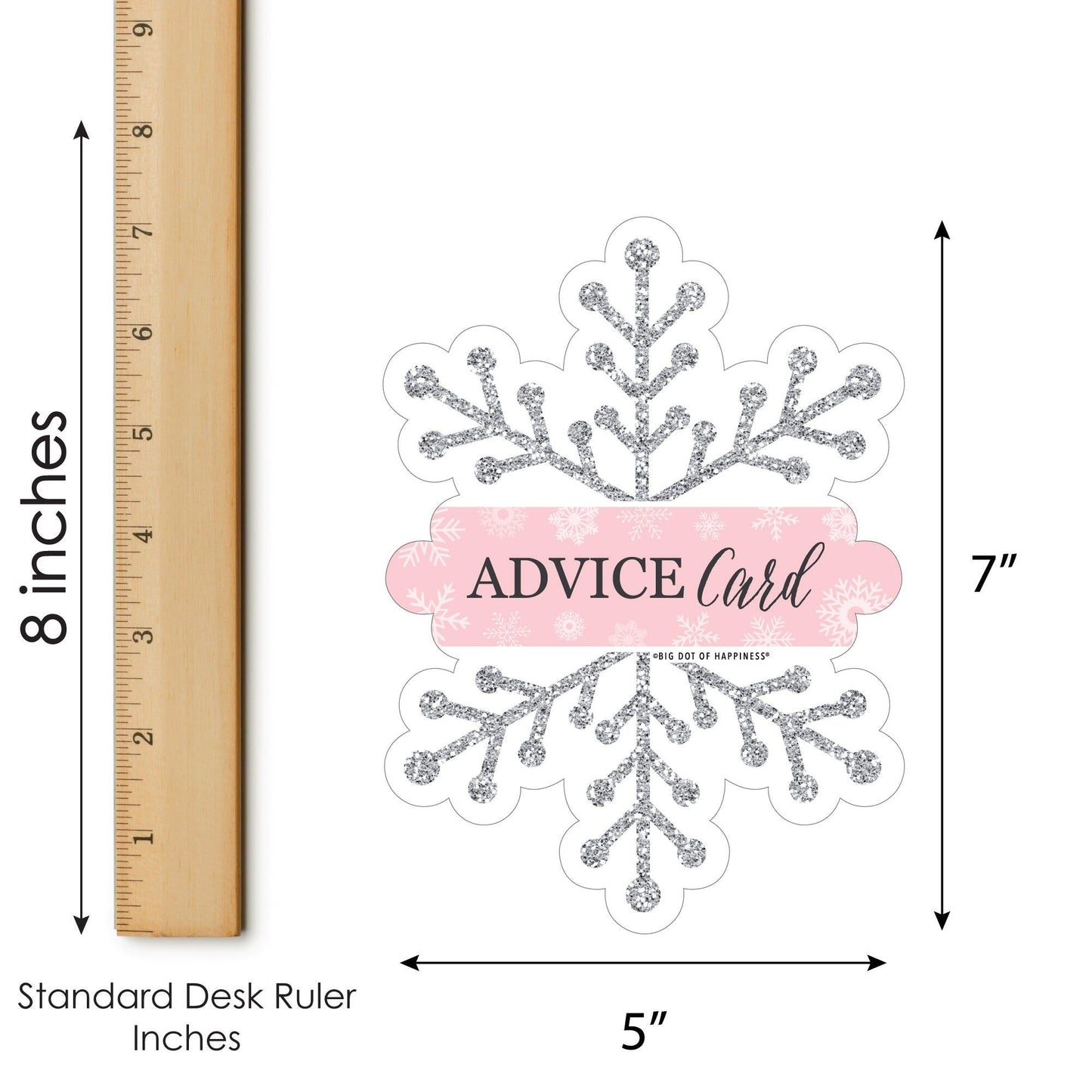 Pink Winter Wonderland - Wish Card Holiday Snowflake Birthday Party and Baby Shower Activities - Shaped Advice Cards Game - Set of 20