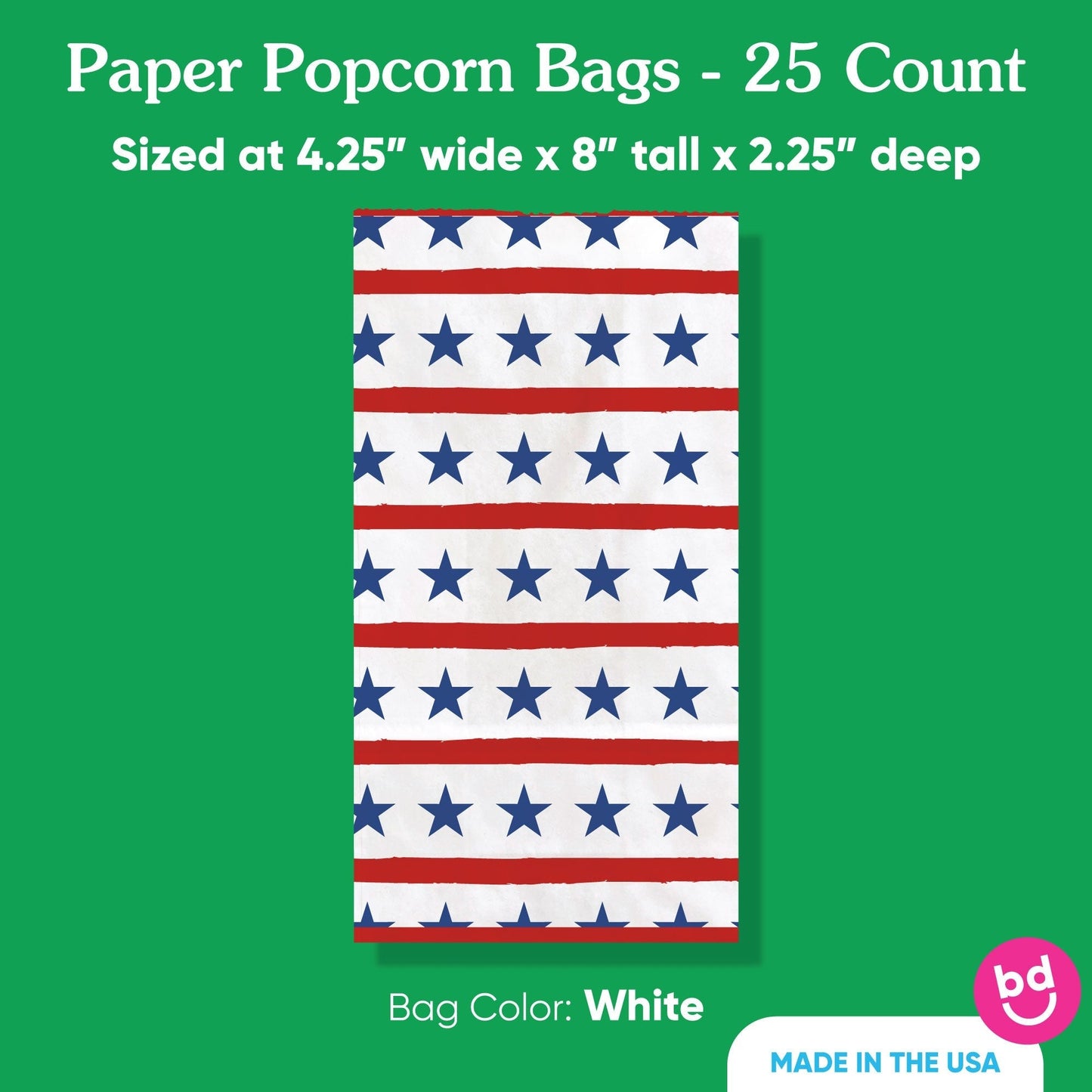 Popcorn Bags - Stars & Stripes - 25 Ct
