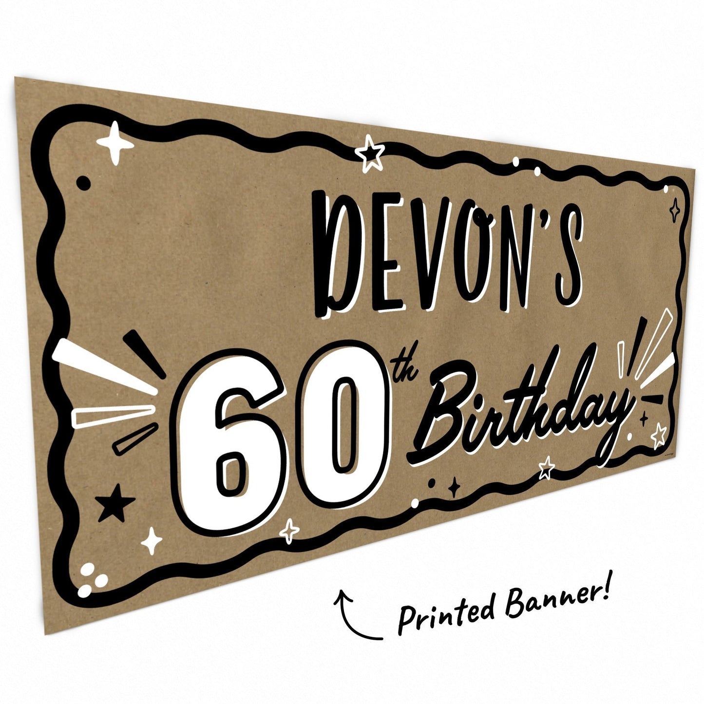Custom Text 60th Birthday Kraft Banner