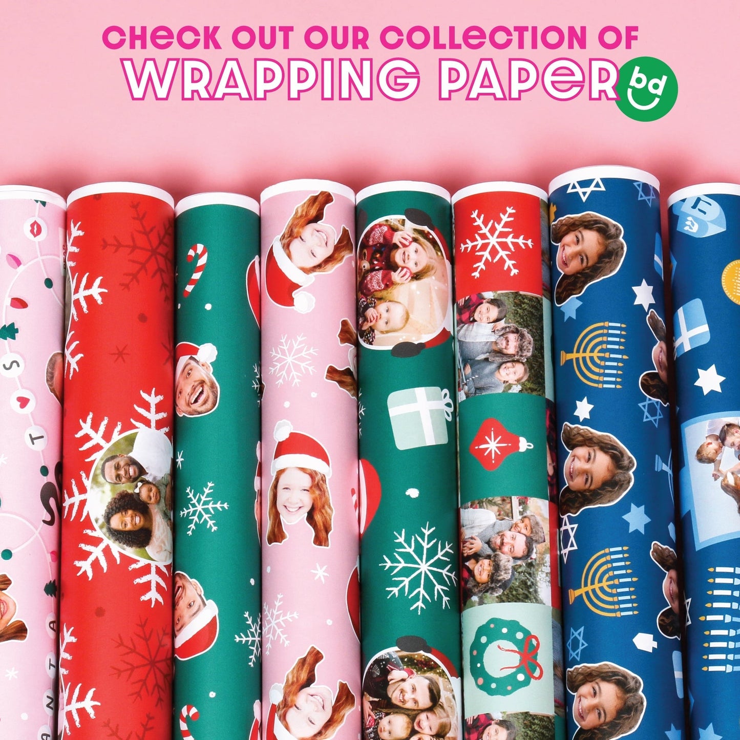 Custom Photo Wrapping Paper - Blue Snowflakes