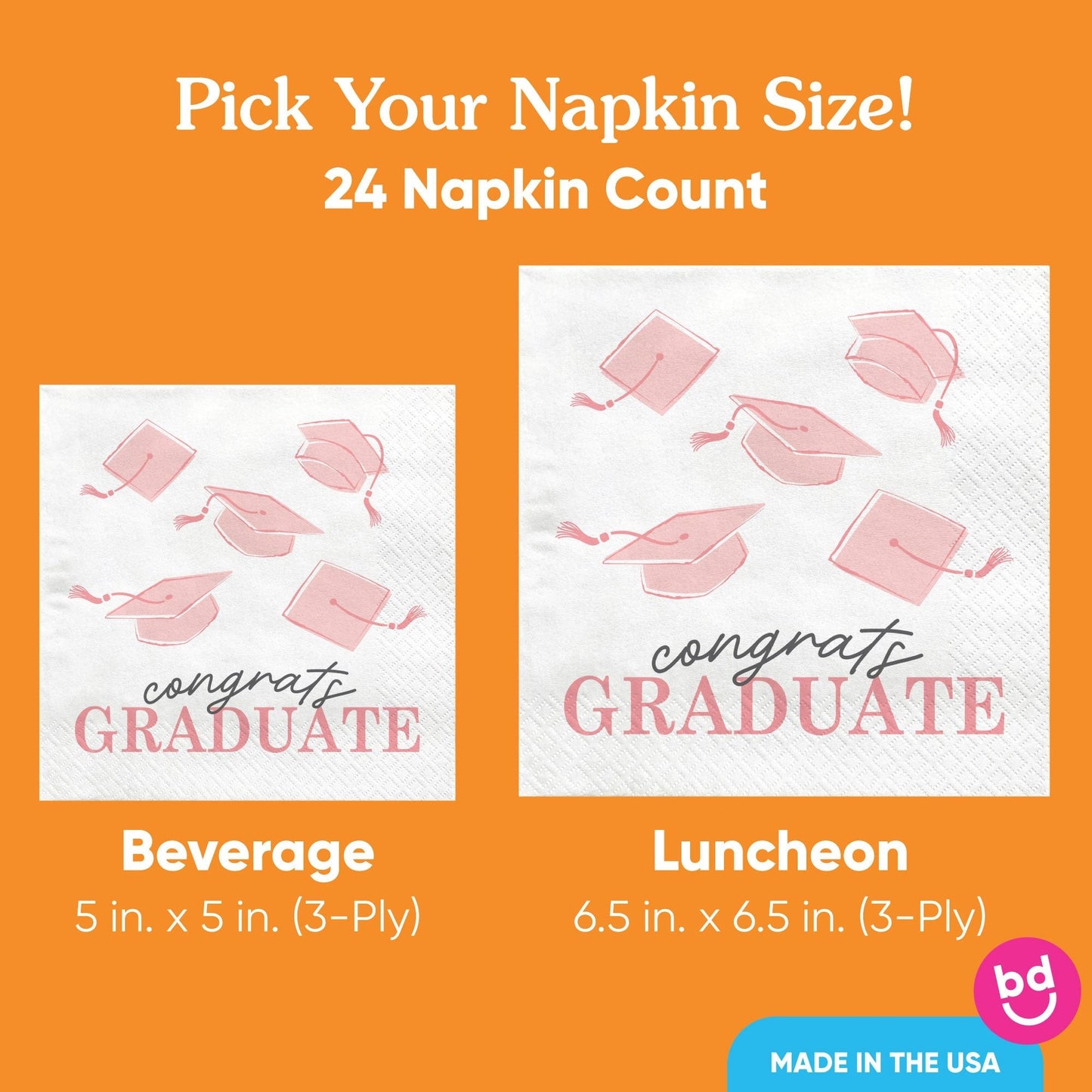 Napkins - Pink Graduation - 24 Ct