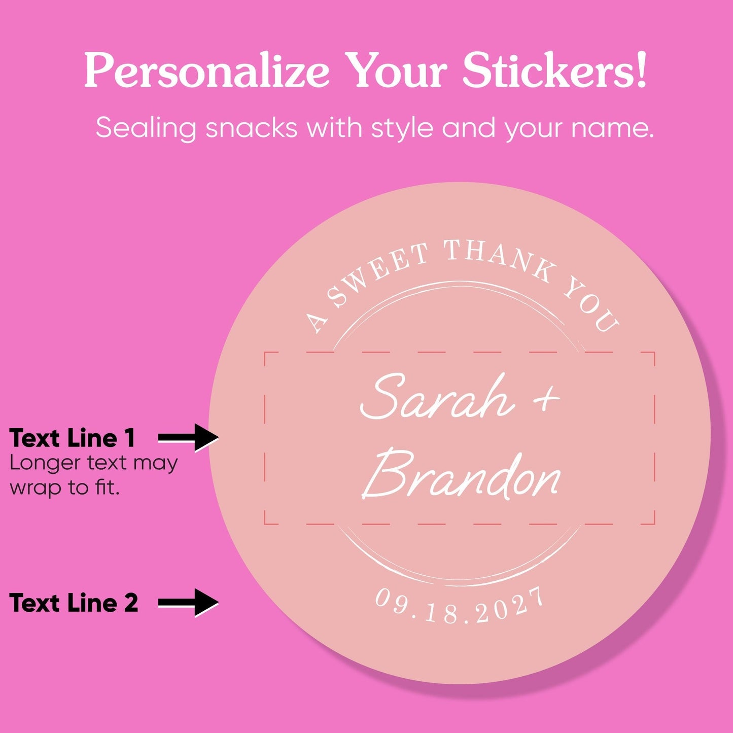 Custom Text Stickers & Clear Cookie Bags - Pink Thank You