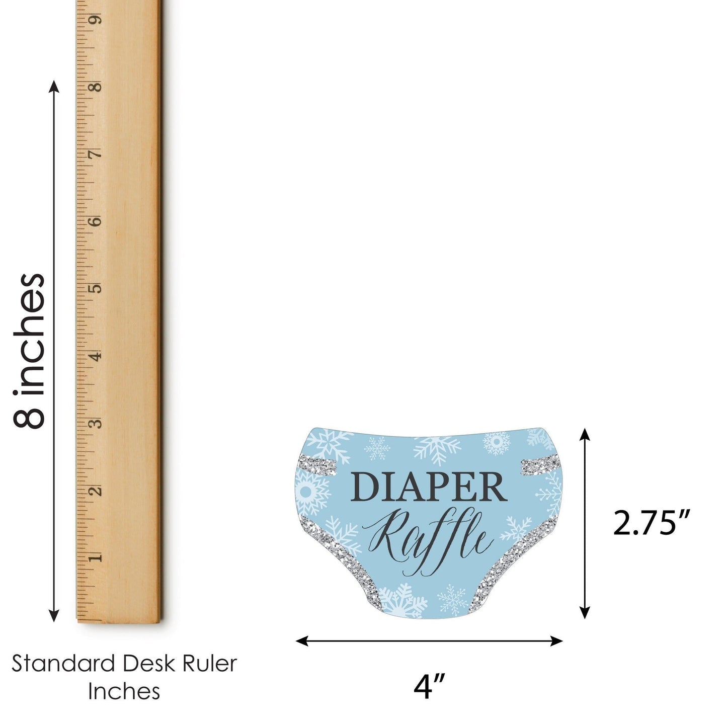 Winter Wonderland - Diaper Shaped Raffle Ticket Inserts - Snowflake Holiday Baby Shower Activities - Diaper Raffle Game - Set of 24