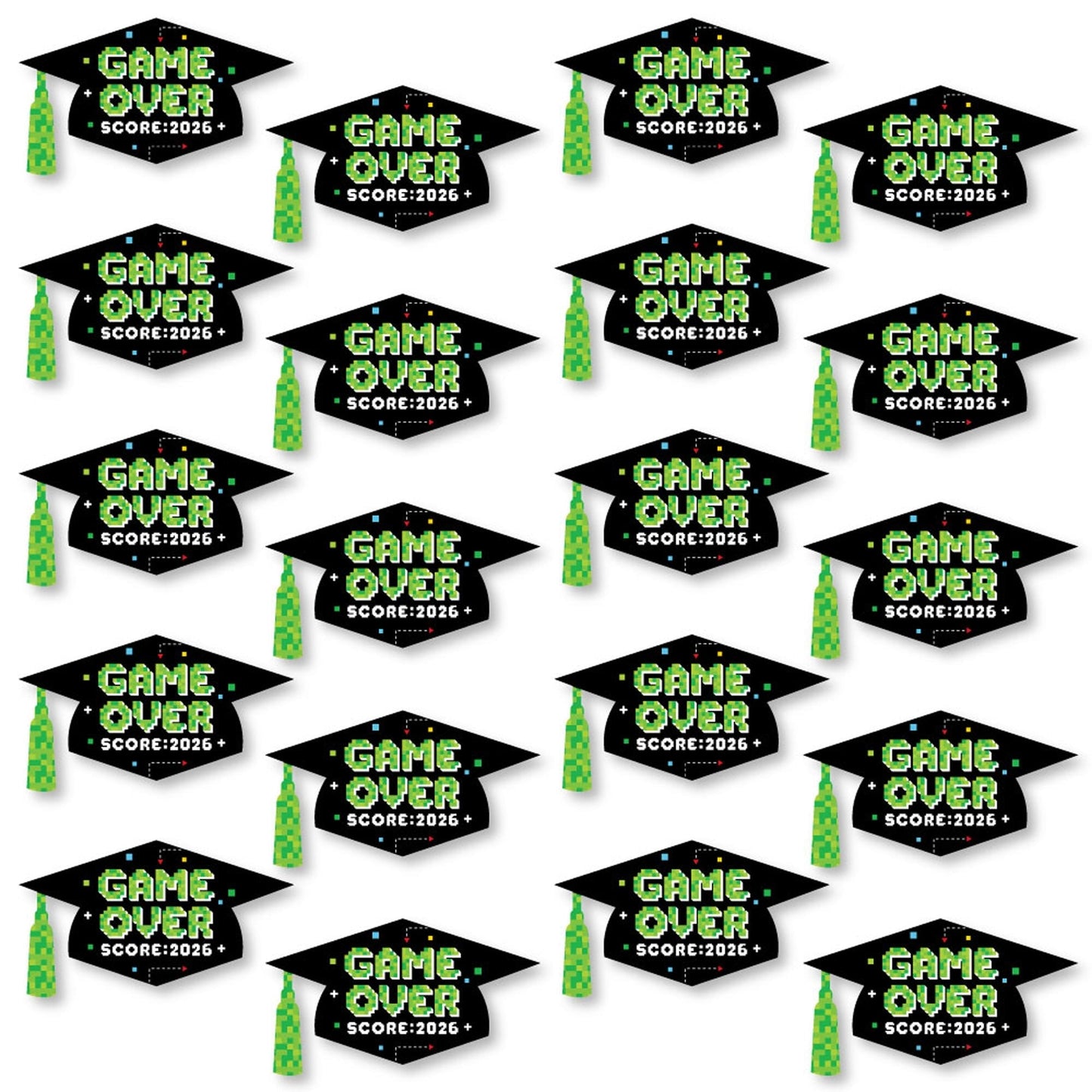 Game Over - Grad Cap Decorations DIY Video Game Graduation Large Party Essentials - Set of 20