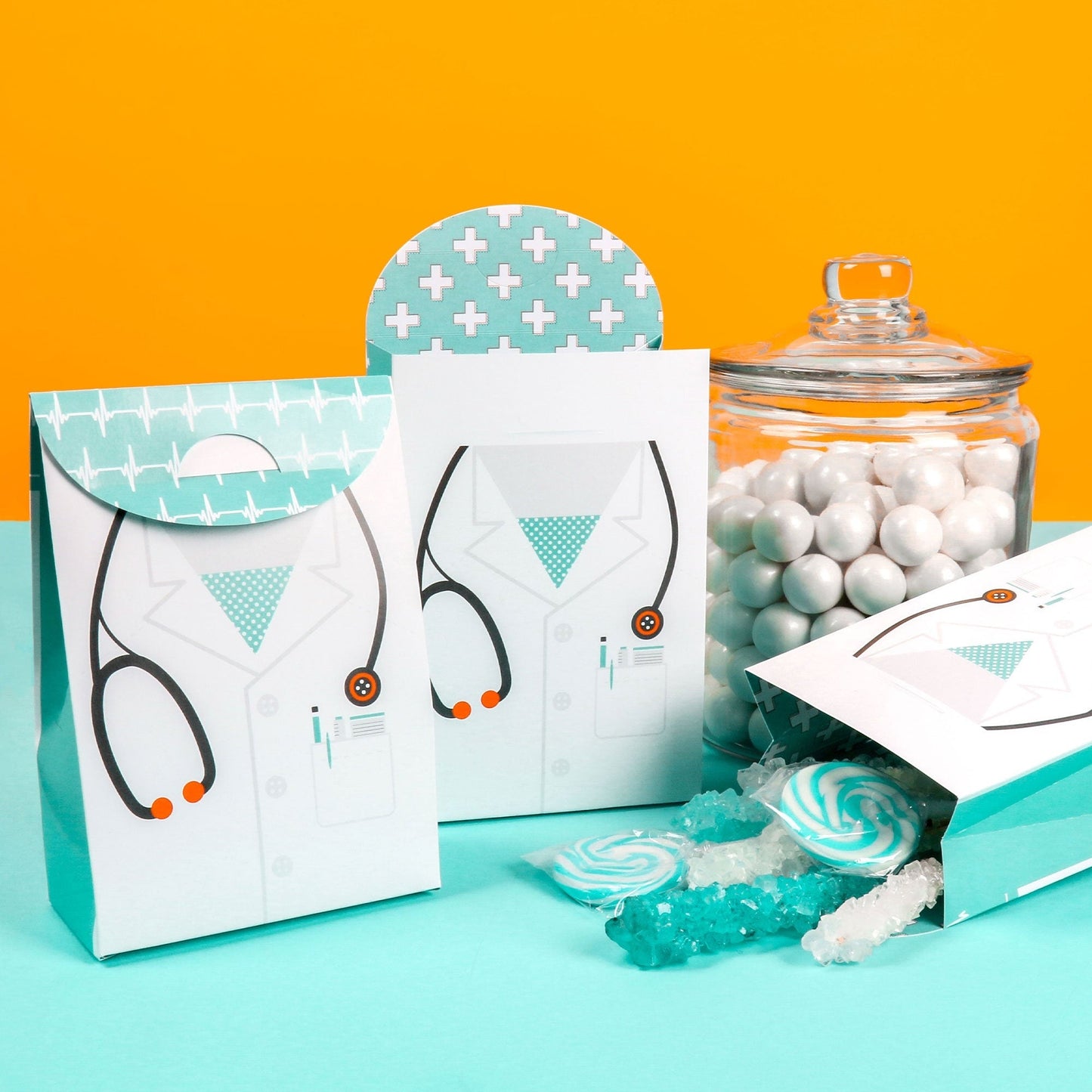 Medical School Grad - Doctor Graduation Gift Favor Bags - Party Goodie Boxes - Set of 12