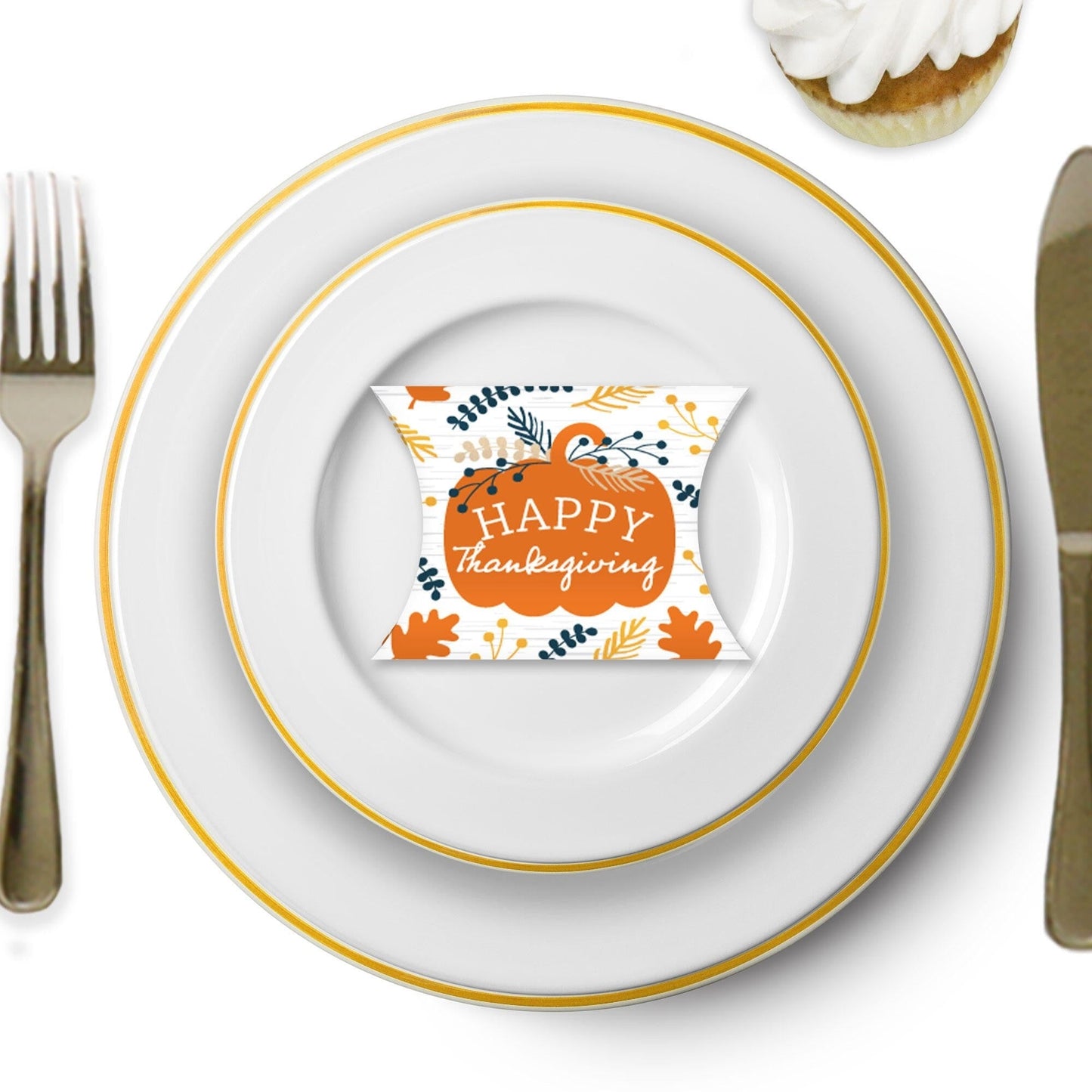 Happy Thanksgiving - Favor Gift Boxes - Fall Harvest Party Petite Pillow Boxes - Set of 20