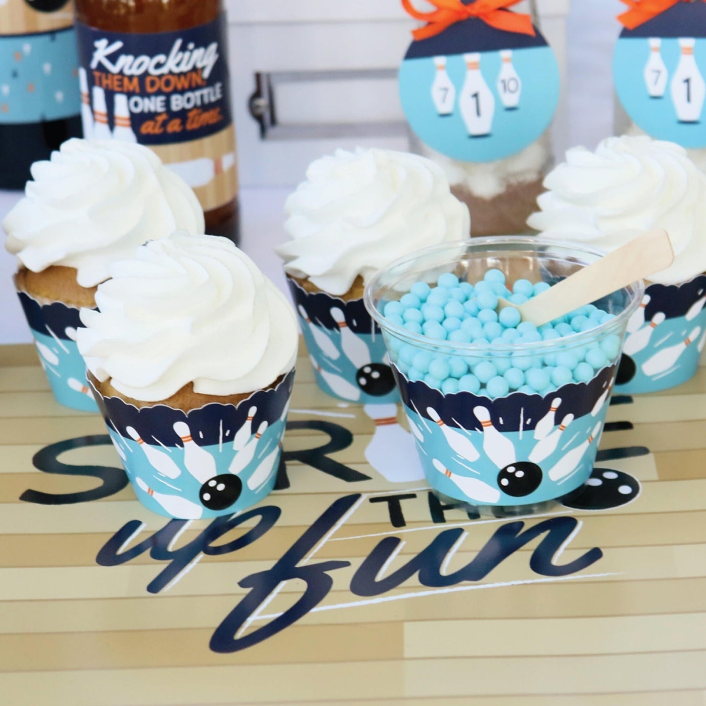 Strike Up the Fun - Bowling - Baby Shower or Birthday Decorations - Party Cupcake Wrappers - Set of 12