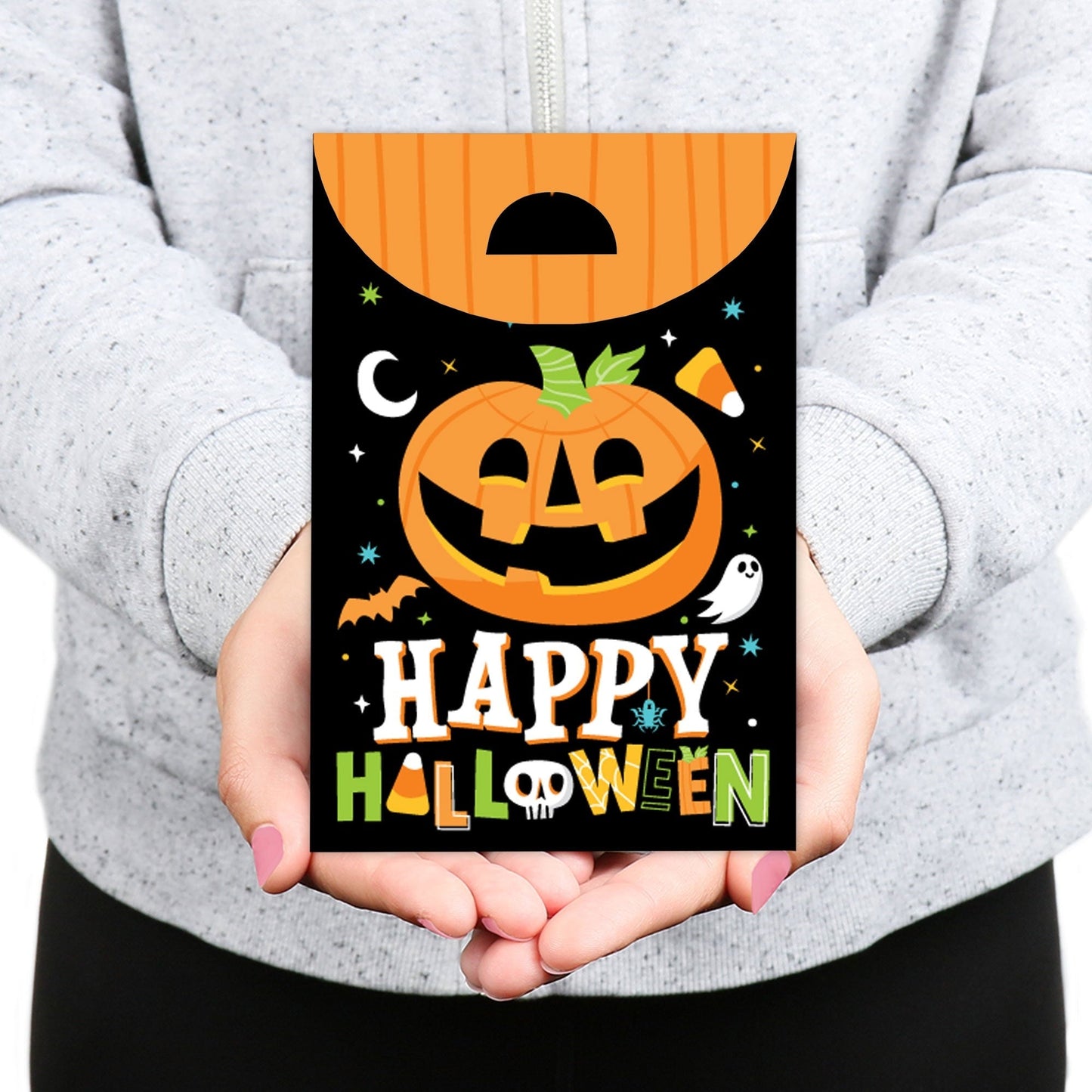 Jack-O'-Lantern Halloween - Kids Halloween Gift Favor Bags - Party Goodie Boxes - Set of 12