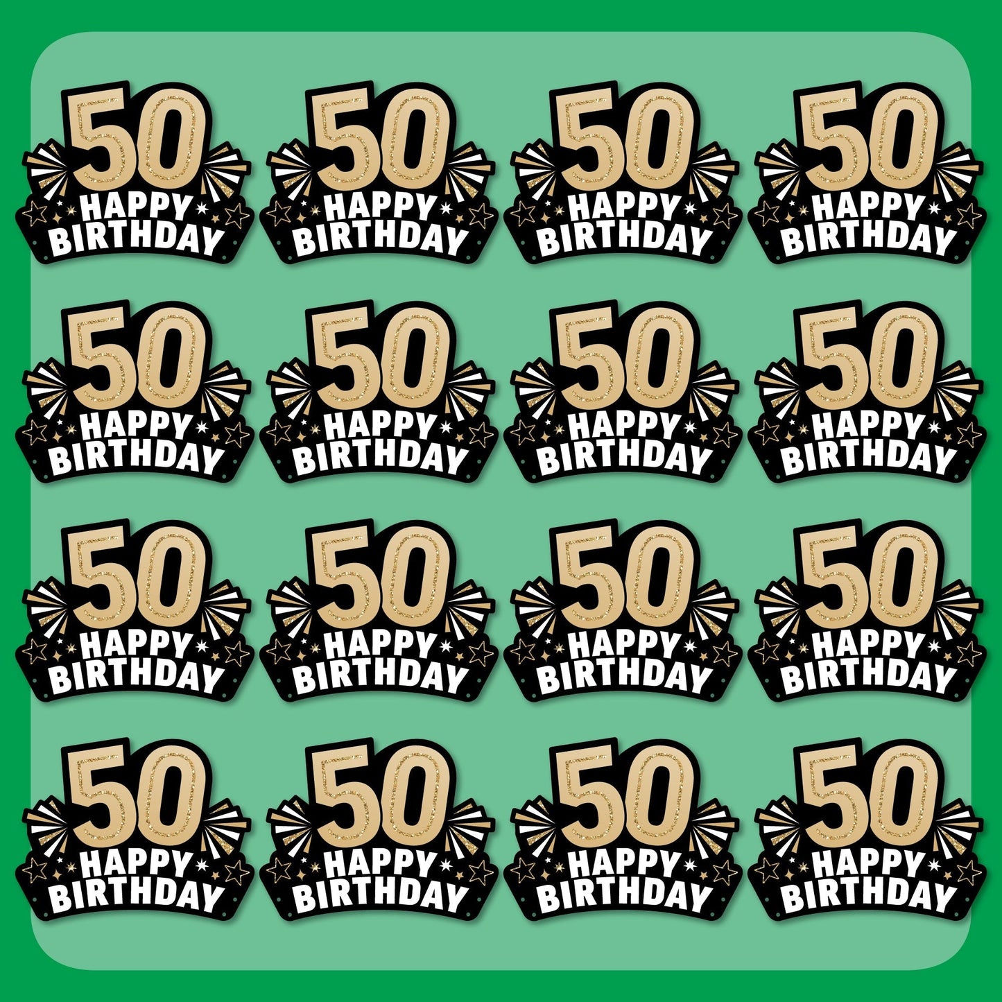 50th Birthday Paper Headbands - 16 Ct