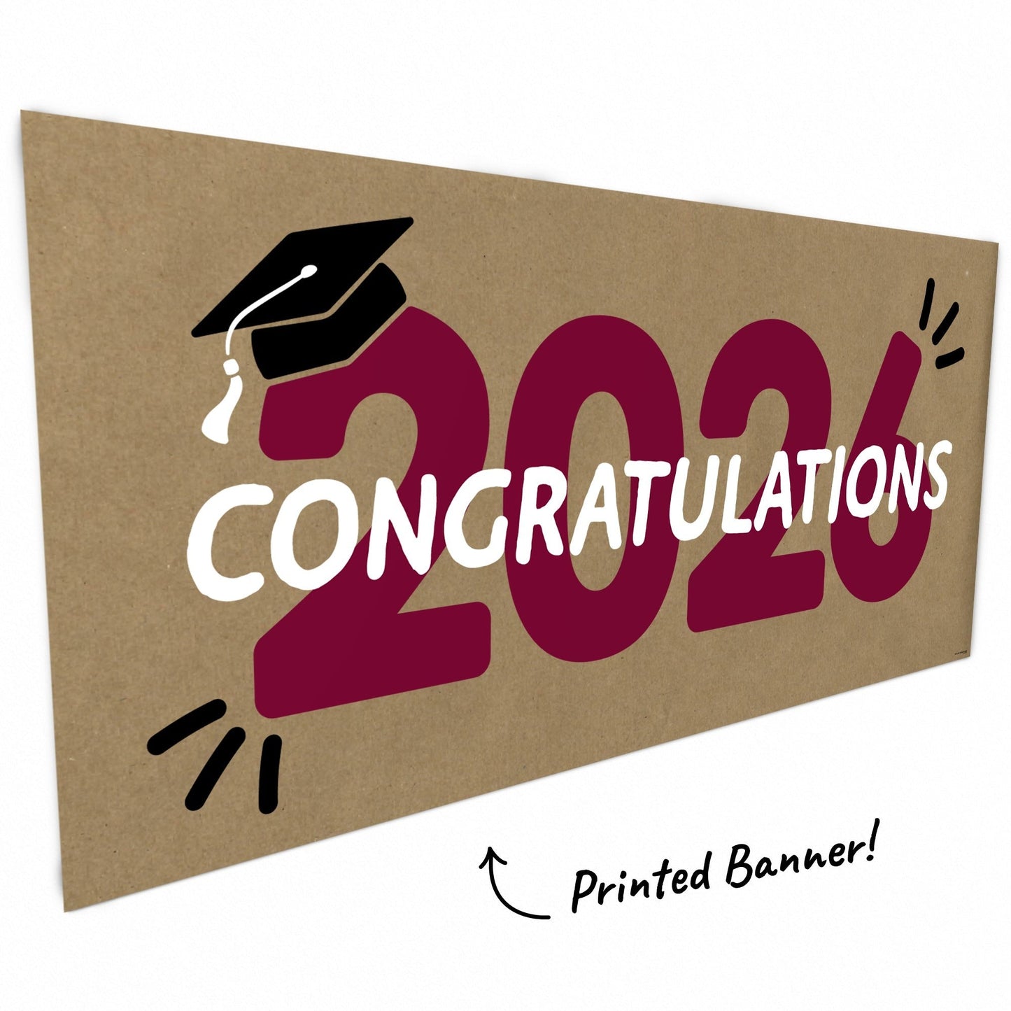 Maroon 2026 Grad Kraft Banner