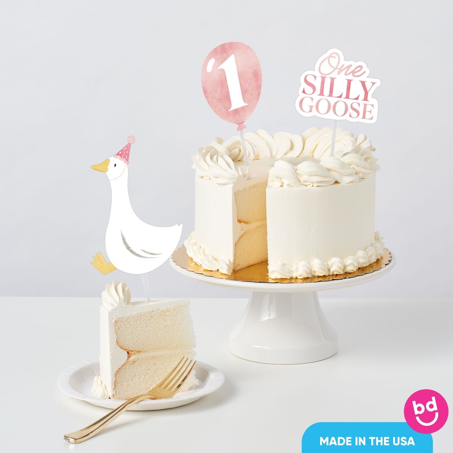 Pink Silly Goose Cake Topper - 3 Pc