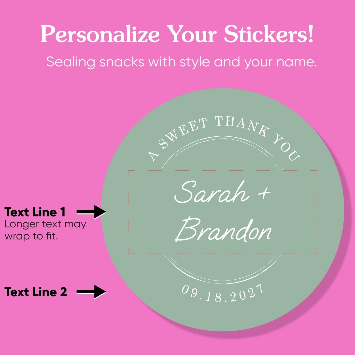 Custom Text Stickers & Clear Cookie Bags - Sage Green Thank You